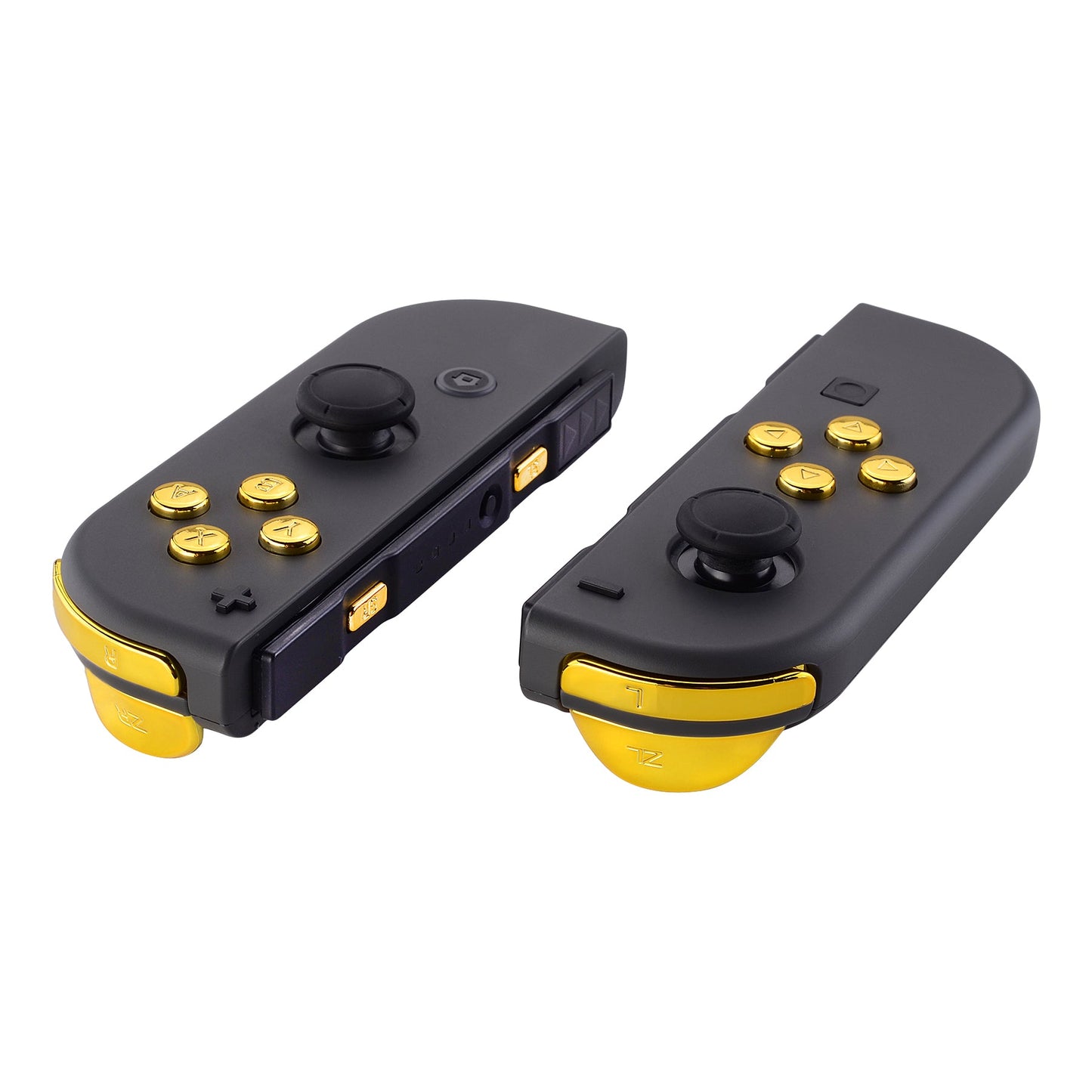 eXtremeRate Retail Chrome Gold Glossy Replacement ABXY Direction Keys SR SL L R ZR ZL Trigger Buttons Springs, Full Set Buttons Repair Kits with Tools for NS Switch JoyCon & OLED JoyCon - JoyCon Shell NOT Included - AJ301