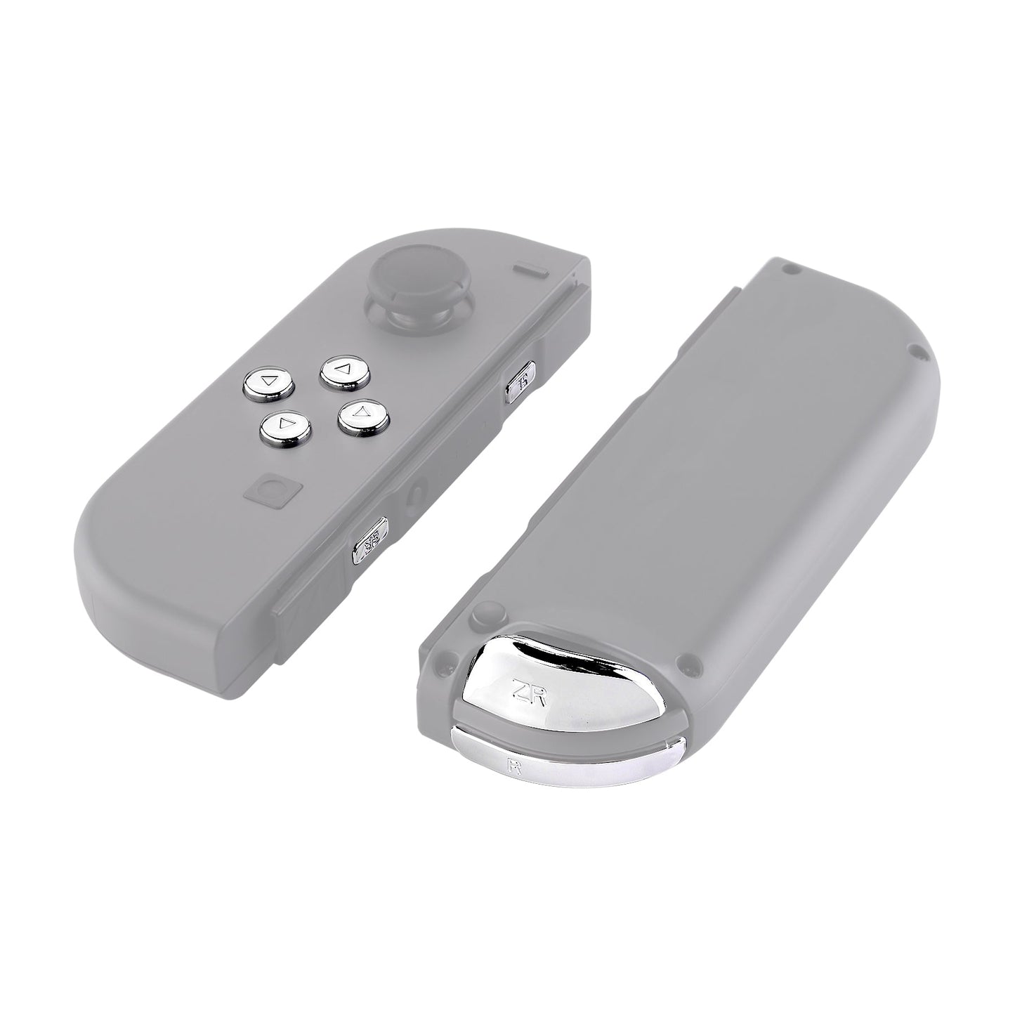 eXtremeRate Retail Chrome Silver Glossy Replacement ABXY Direction Keys SR SL L R ZR ZL Trigger Buttons Springs, Full Set Buttons Repair Kits with Tools for NS Switch JoyCon & OLED JoyCon - JoyCon Shell NOT Included - AJ302