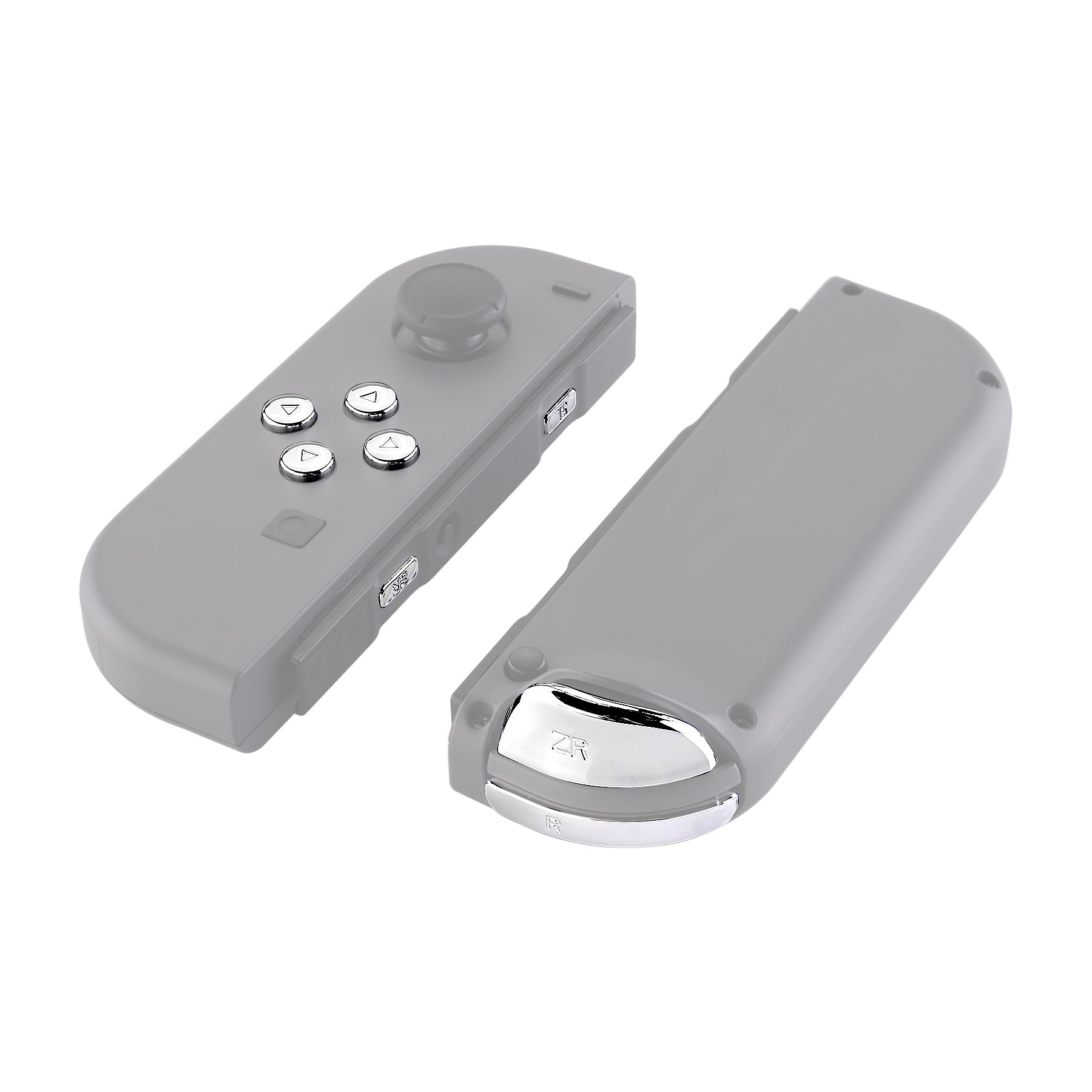 eXtremeRate Retail Chrome Silver Glossy Replacement ABXY Direction Keys SR SL L R ZR ZL Trigger Buttons Springs, Full Set Buttons Repair Kits with Tools for NS Switch JoyCon & OLED JoyCon - JoyCon Shell NOT Included - AJ302