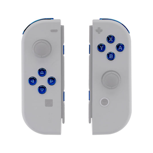 eXtremeRate Retail Chrome Blue Glossy Replacement ABXY Direction Keys SR SL L R ZR ZL Trigger Buttons Springs, Full Set Buttons Repair Kits with Tools for NS Switch JoyCon & OLED JoyCon - JoyCon Shell NOT Included - AJ304