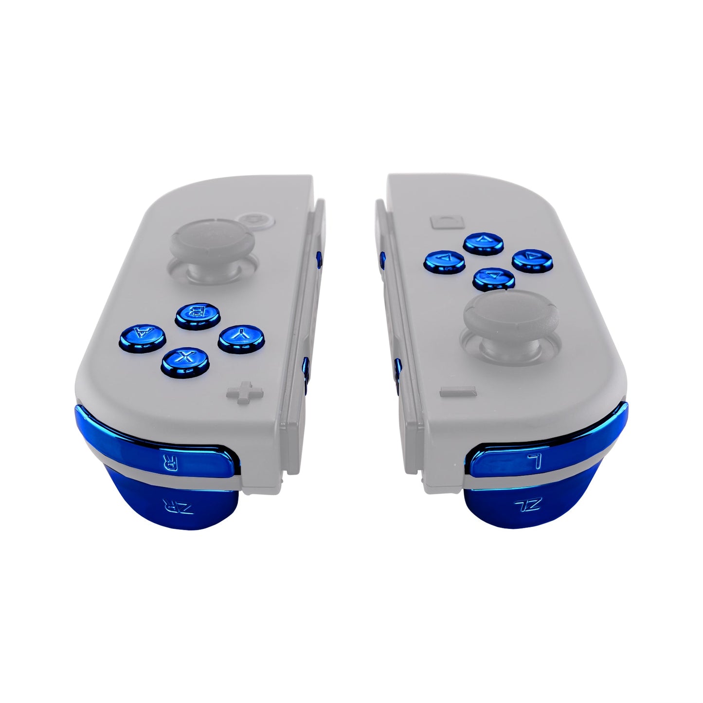 eXtremeRate Retail Chrome Blue Glossy Replacement ABXY Direction Keys SR SL L R ZR ZL Trigger Buttons Springs, Full Set Buttons Repair Kits with Tools for NS Switch JoyCon & OLED JoyCon - JoyCon Shell NOT Included - AJ304