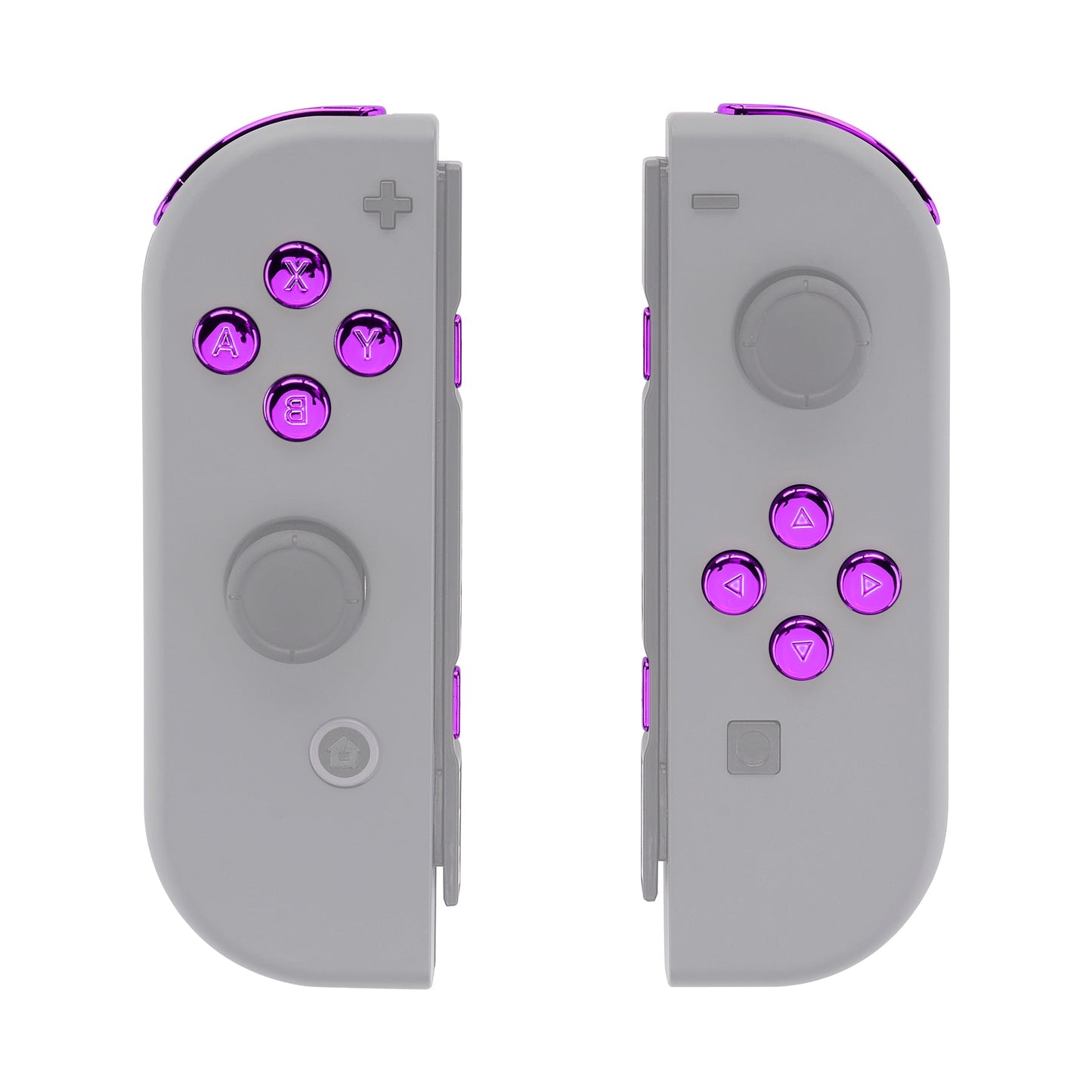 eXtremeRate Retail Chrome Purple Glossy Replacement ABXY Direction Keys SR SL L R ZR ZL Trigger Buttons Springs, Full Set Buttons Repair Kits with Tools for NS Switch JoyCon & OLED JoyCon - JoyCon Shell NOT Included - AJ305