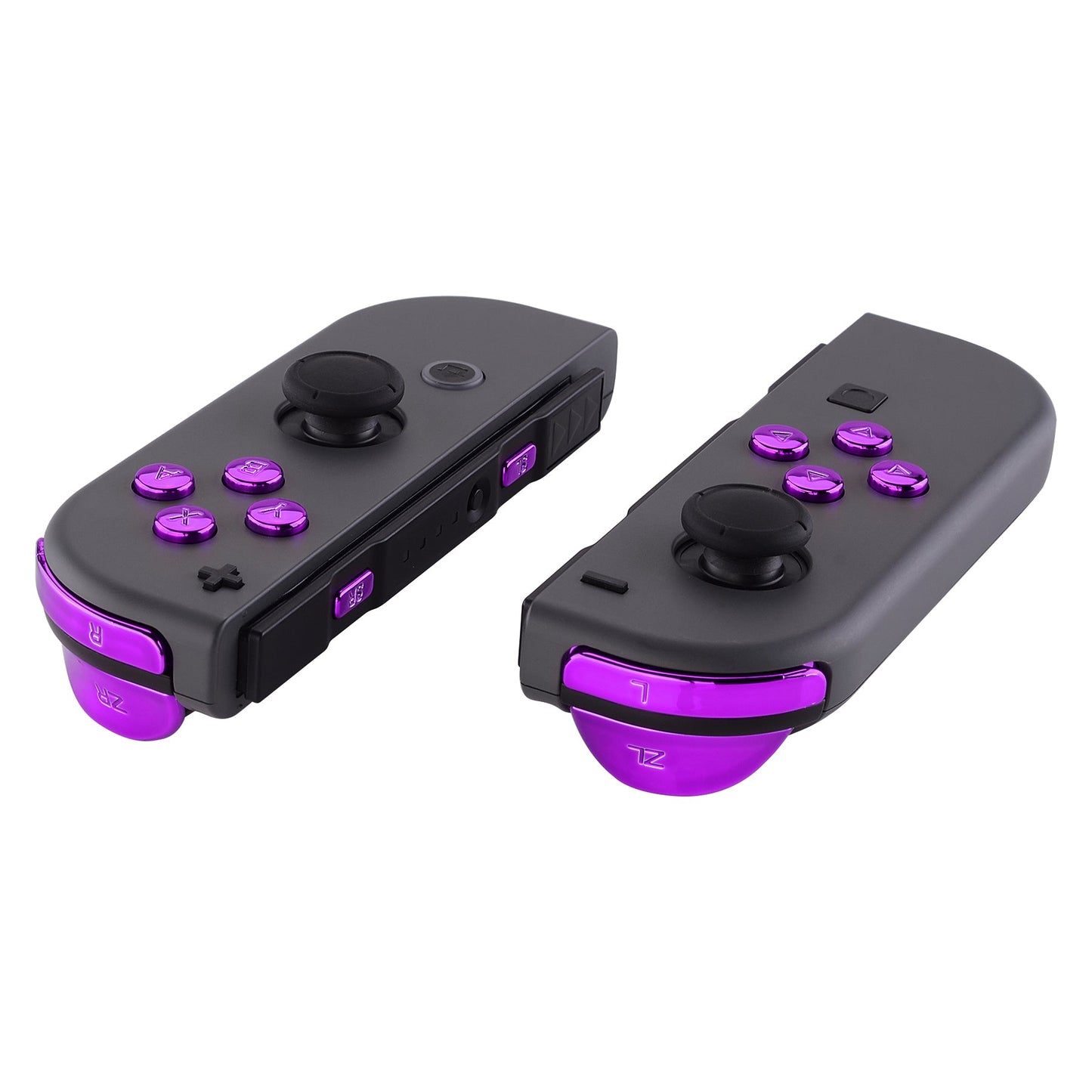 eXtremeRate Retail Chrome Purple Glossy Replacement ABXY Direction Keys SR SL L R ZR ZL Trigger Buttons Springs, Full Set Buttons Repair Kits with Tools for NS Switch JoyCon & OLED JoyCon - JoyCon Shell NOT Included - AJ305