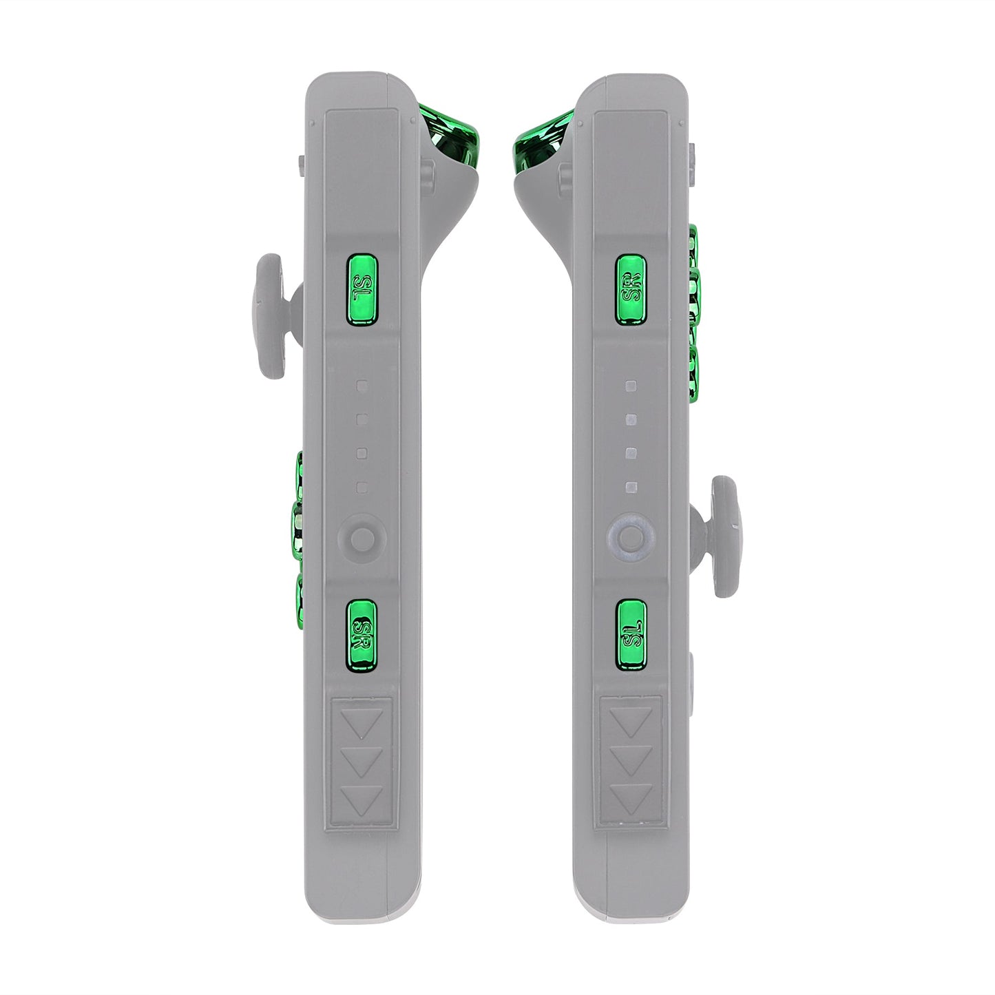eXtremeRate Retail Chrome Green Glossy Replacement ABXY Direction Keys SR SL L R ZR ZL Trigger Buttons Springs, Full Set Buttons Fix Kits with Tools for NS Switch JoyCon & OLED JoyCon - JoyCon Shell NOT Included - AJ306
