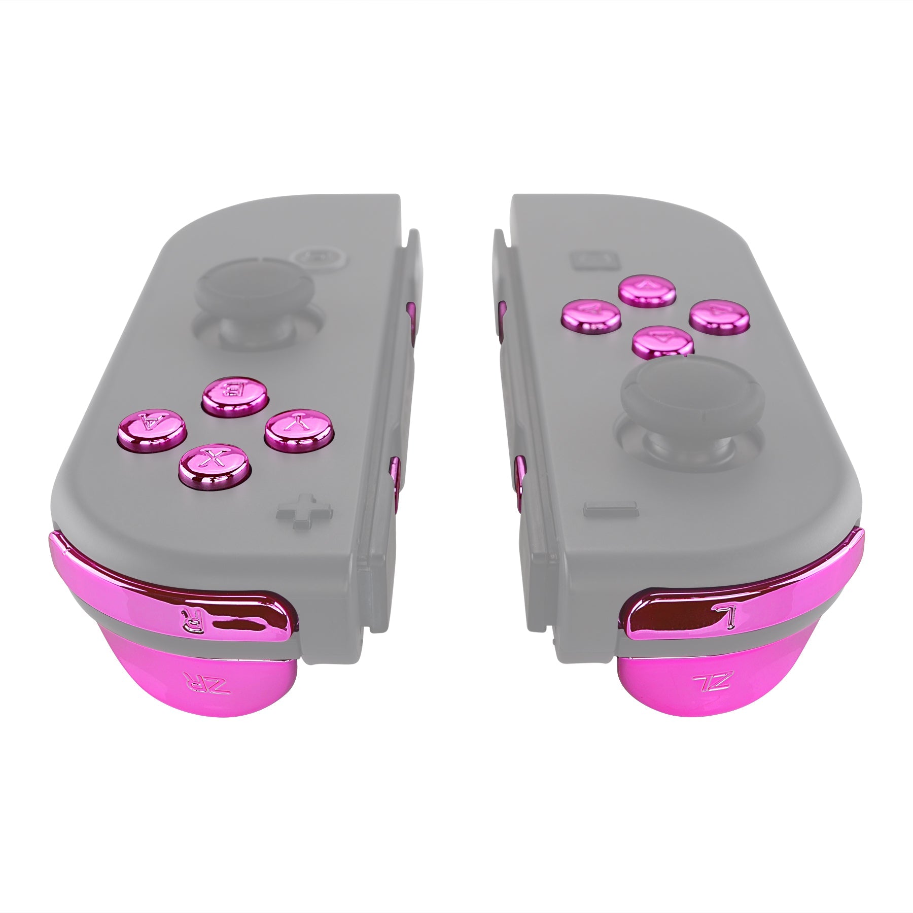 eXtremeRate Retail Chrome Pink Glossy Replacement ABXY Direction Keys SR SL L R ZR ZL Trigger Buttons Springs, Full Set Buttons Fix Kits with Tools for NS Switch JoyCon & OLED JoyCon - JoyCon Shell NOT Included - AJ307