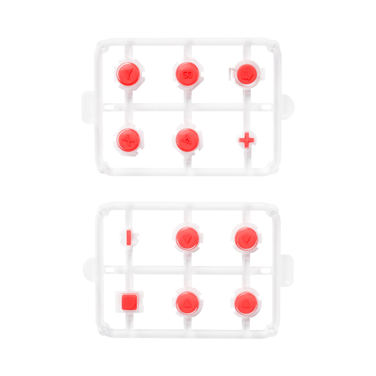 eXtremeRate Retail Replacement Controller ABXY Direction Home Capture + - Jelly Buttons, Two-Tone Pale New Hope Red & Clear with Symbols Action Face Keys for Nintendo Switch & Switch OLED Joy-con - JoyCon NOT Included -  AJ7007