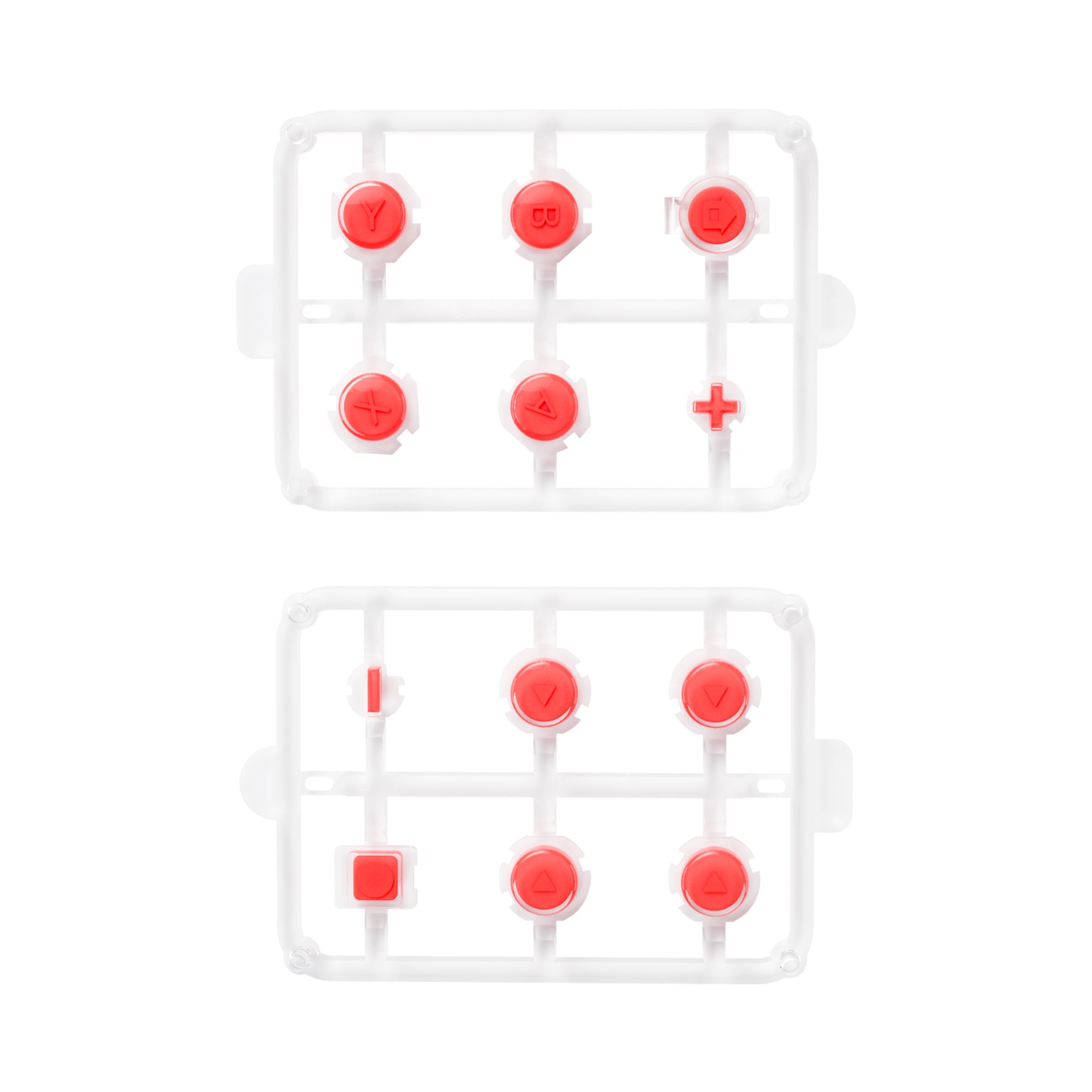 eXtremeRate Retail Replacement Controller ABXY Direction Home Capture + - Jelly Buttons, Two-Tone Pale New Hope Red & Clear with Symbols Action Face Keys for Nintendo Switch & Switch OLED Joy-con - JoyCon NOT Included -  AJ7007