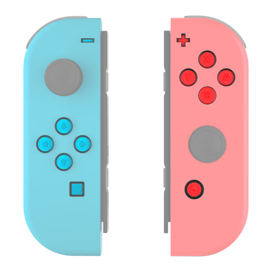 eXtremeRate Retail Replacement Controller ABXY Direction Home Capture + - Jelly Buttons, Two-Tone Pale New Hope Blue & Red & Clear with Symbols Action Face Keys for Nintendo Switch & Switch OLED Joy-con - JoyCon NOT Included -  AJ7010