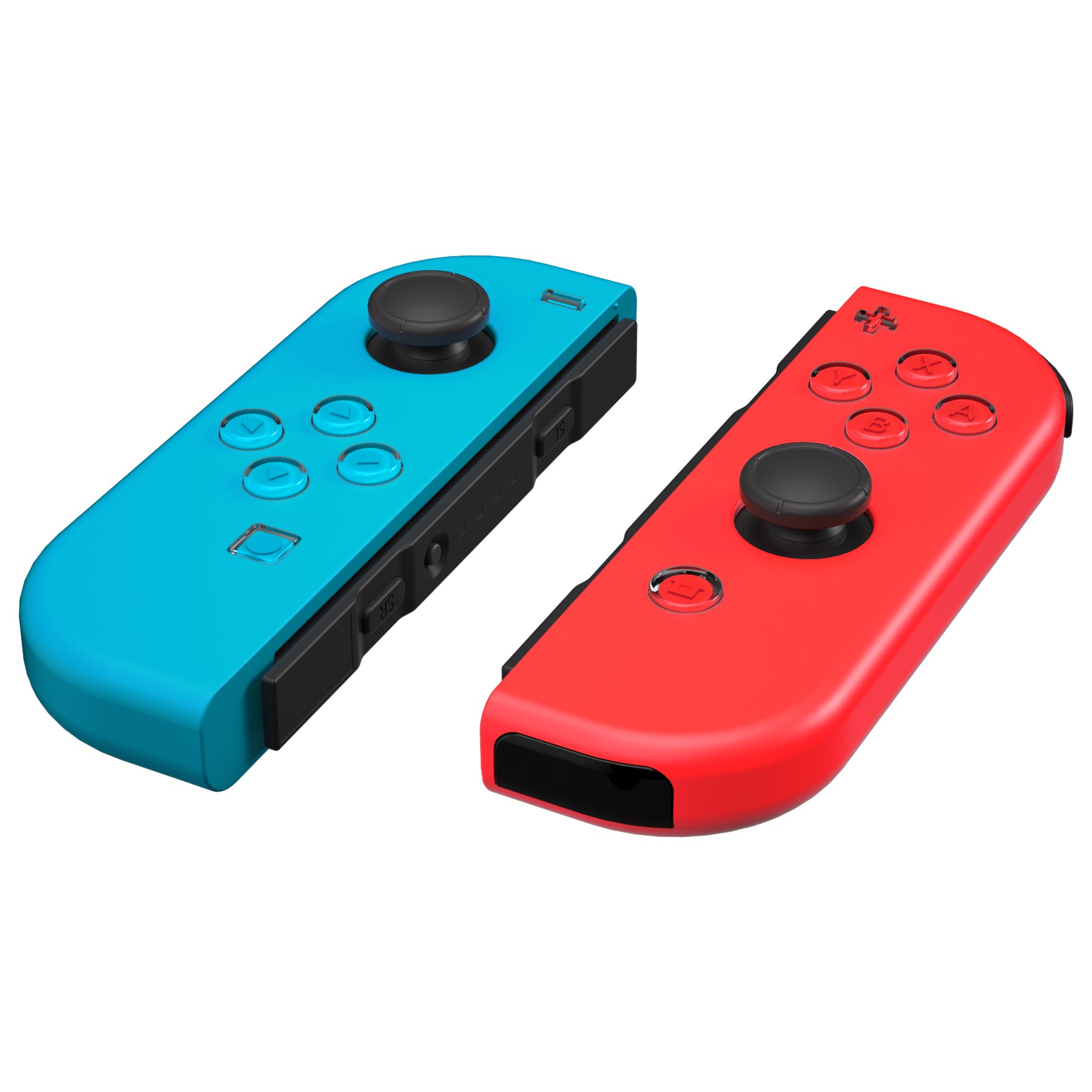 eXtremeRate Retail Replacement Controller ABXY Direction Home Capture + - Jelly Buttons, Two-Tone Pale New Hope Blue & Red & Clear with Symbols Action Face Keys for Nintendo Switch & Switch OLED Joy-con - JoyCon NOT Included -  AJ7010