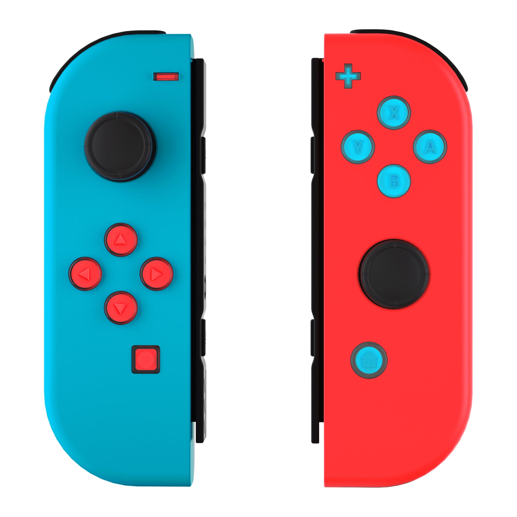 eXtremeRate Retail Replacement Controller ABXY Direction Home Capture + - Jelly Buttons, Two-Tone Pale New Hope Red & Blue & Clear with Symbols Action Face Keys for Nintendo Switch & Switch OLED Joy-con - JoyCon NOT Included -  AJ7011