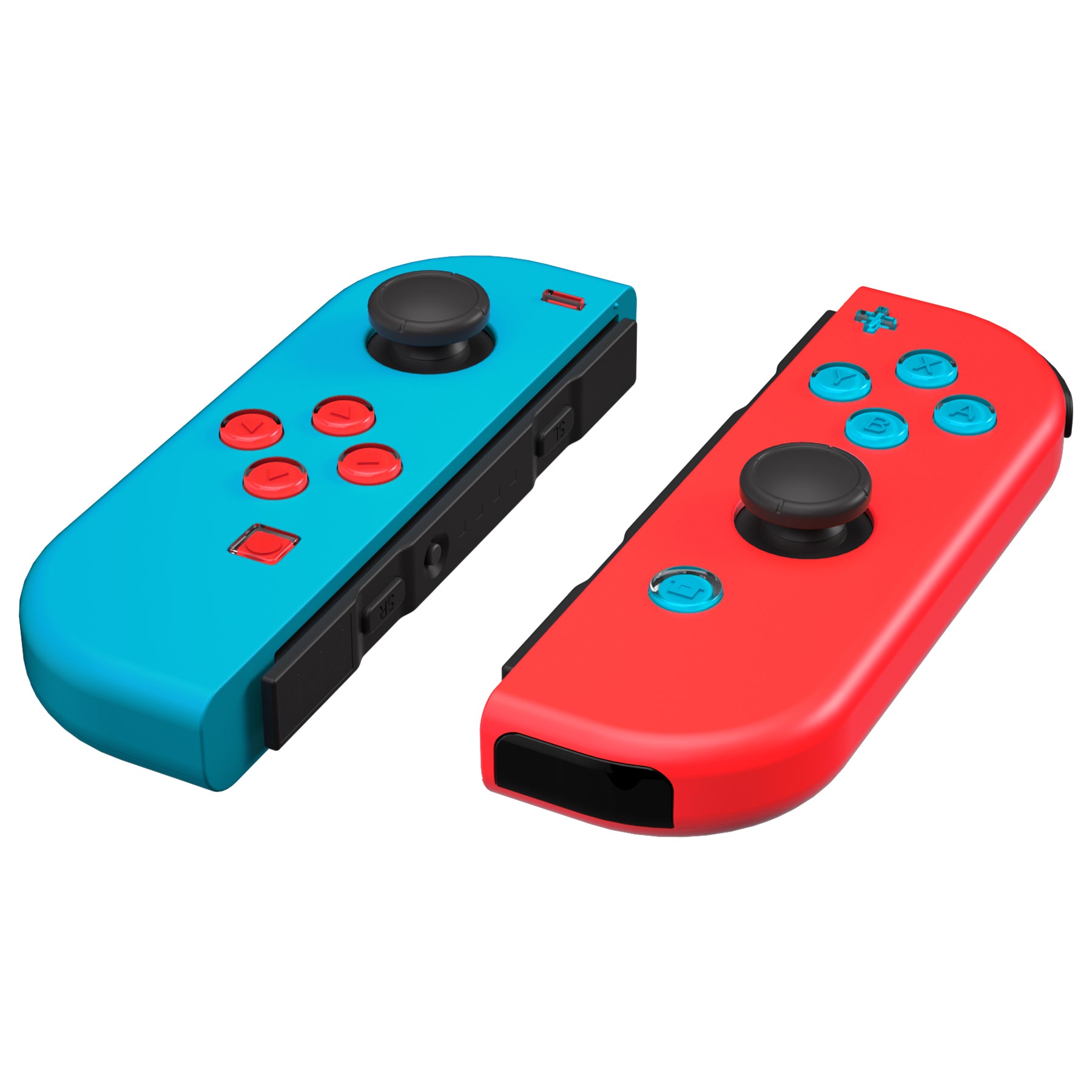 eXtremeRate Retail Replacement Controller ABXY Direction Home Capture + - Jelly Buttons, Two-Tone Pale New Hope Red & Blue & Clear with Symbols Action Face Keys for Nintendo Switch & Switch OLED Joy-con - JoyCon NOT Included -  AJ7011