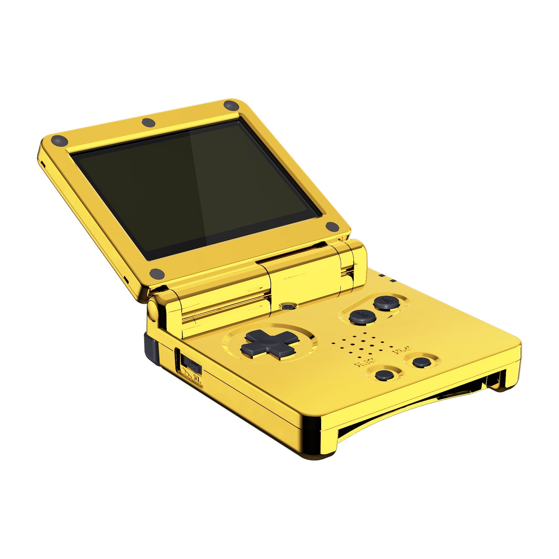 eXtremeRate Retail IPS Ready Upgraded Chrome Gold Glossy Custom Replacement Housing Shell for Gameboy Advance SP GBA SP - Compatible with Both IPS & Standard LCD - Console & Screen NOT Included - ASPD4001