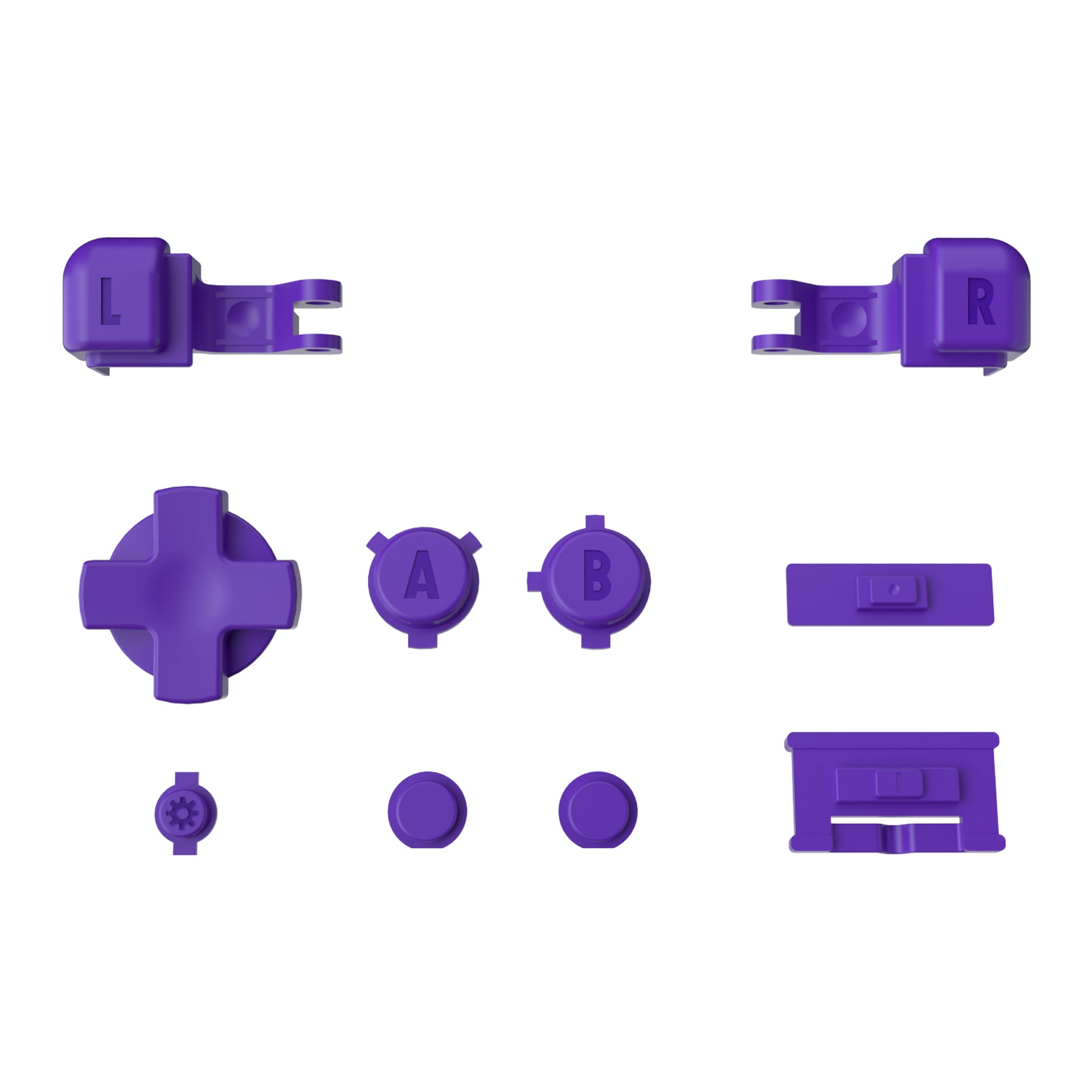eXtremeRate Retail 16Bits Purple Custom Full Set Buttons for Gameboy Advance SP, Replacement A B L R Button Power On Off Volume Button D-pad Key for GBA SP Console - Console NOT Included - ASPJ107