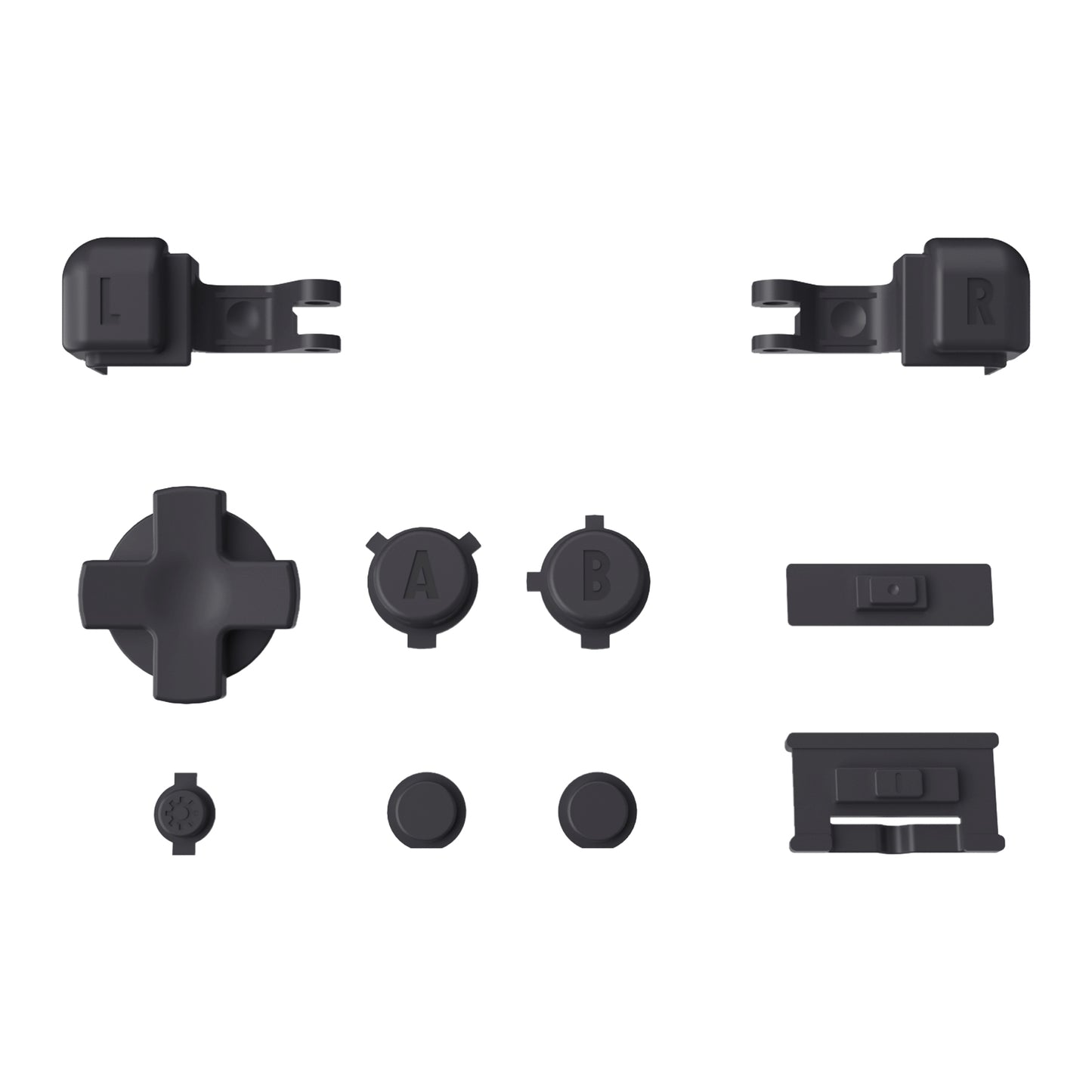 eXtremeRate Retail Dark Gray Custom Full Set Buttons for Gameboy Advance SP, Replacement A B L R Button Power On Off Volume Button D-pad Key for GBA SP Console - Console NOT Included - ASPJ111