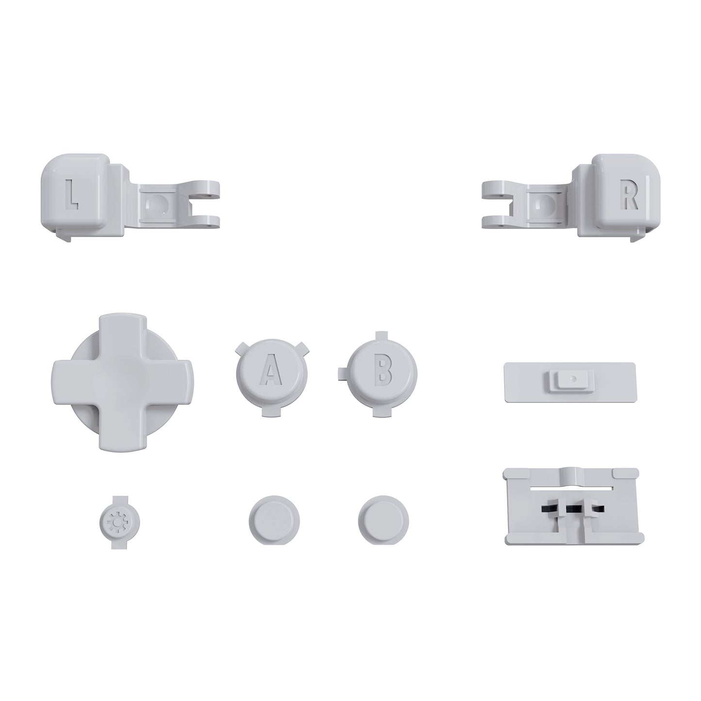 eXtremeRate Retail Light Gray Custom Full Set Buttons for Gameboy Advance SP, Replacement A B L R Button Power On Off Volume Button D-pad Key for GBA SP Console - Console NOT Included - ASPJ112