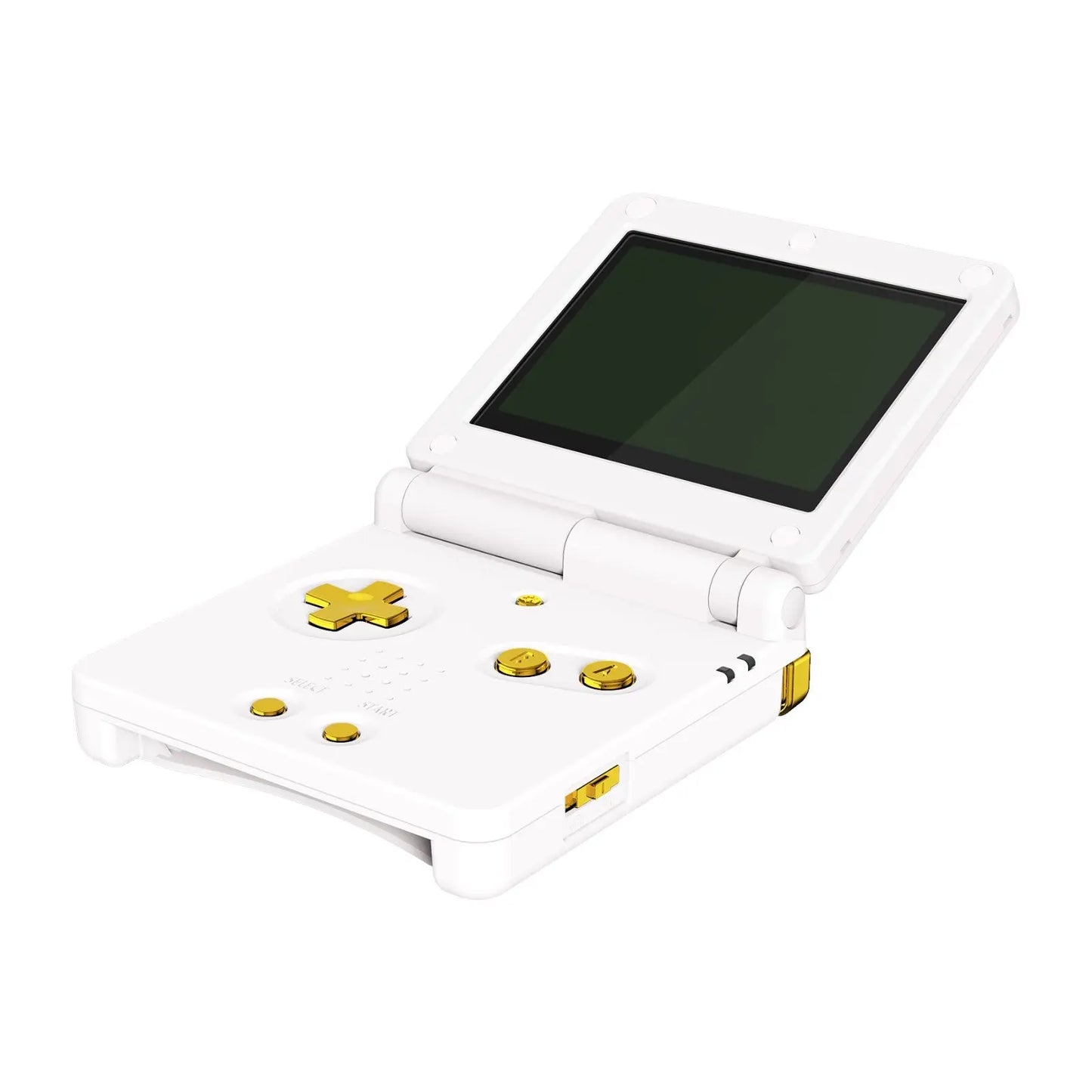 eXtremeRate Retail Chrome Gold Glossy Custom Full Set Buttons for Gameboy Advance SP, Replacement A B L R Button Power On Off Volume Button D-pad Key for GBA SP Console - Console NOT Included - ASPJ301