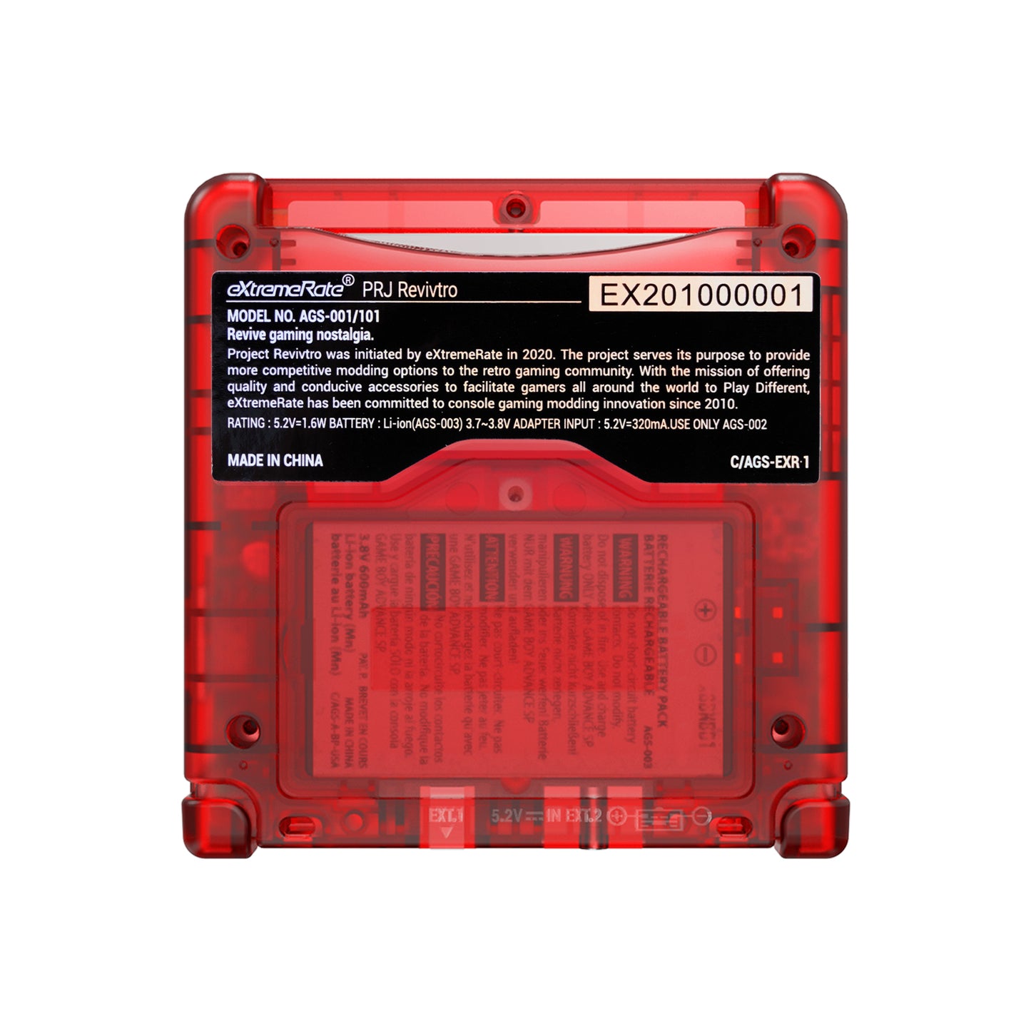 eXtremeRate Retail IPS Ready Upgraded eXtremeRate Clear Red Custom Replacement Housing Shell for Gameboy Advance SP GBA SP – Compatible with Both IPS & Standard LCD – Console & Screen NOT Included - ASPM5002