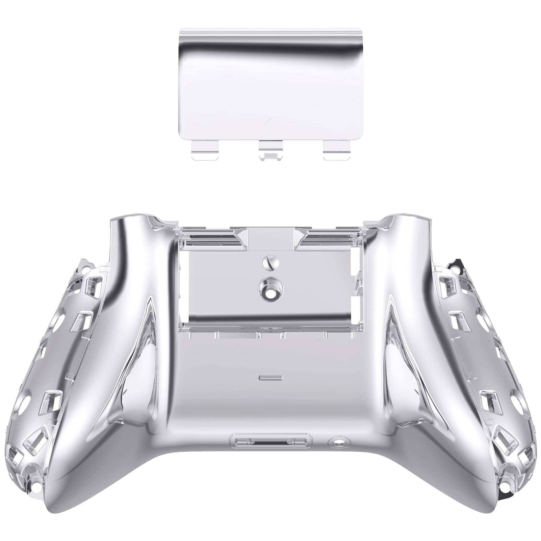 eXtremeRate Retail Chrome Silver Glossy Custom Bottom Shell with Battery Cover for Xbox Series S/X Controller, Replacement Backplate for Xbox Core Controller - Controller & Side Rails NOT Included - BX3D402