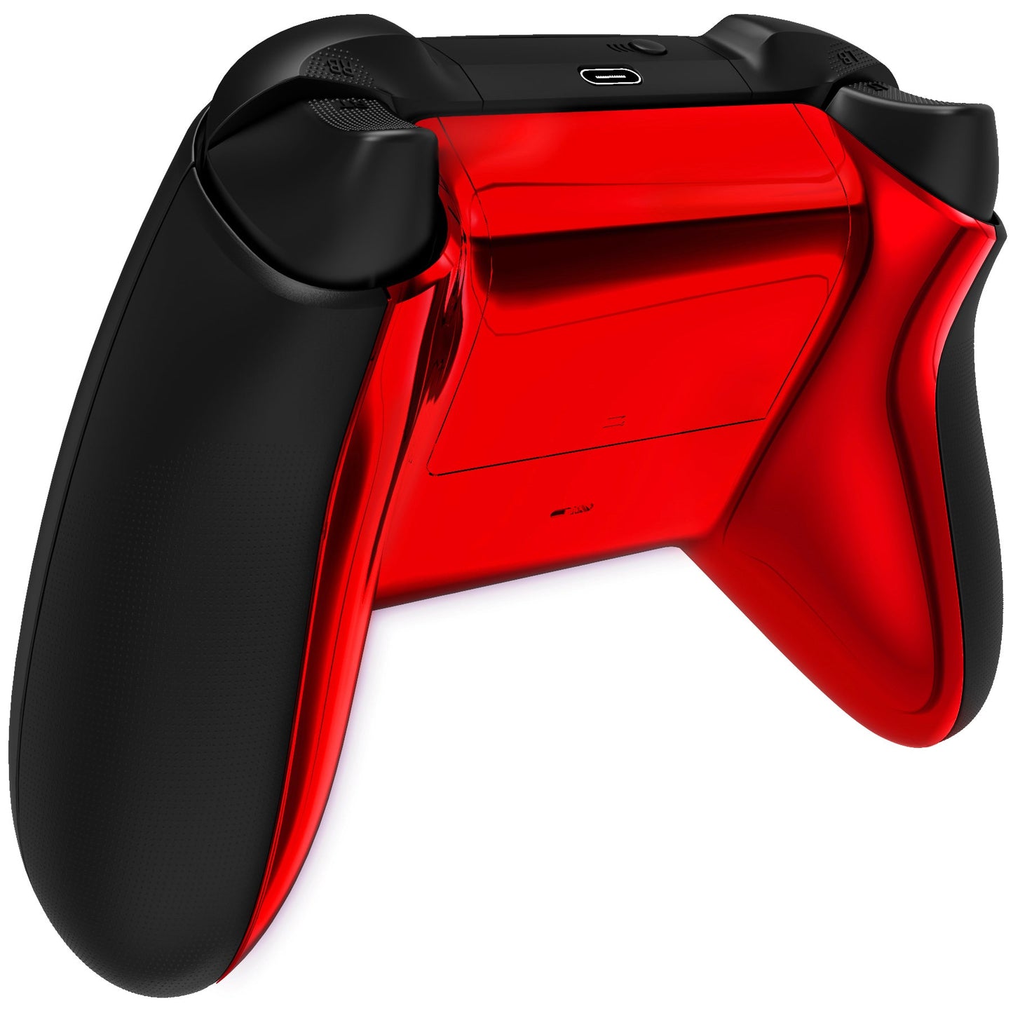 eXtremeRate Retail Chrome Red Glossy Custom Bottom Shell with Battery Cover for Xbox Series S/X Controller, Replacement Backplate for Xbox Core Controller - Controller & Side Rails NOT Included - BX3D403