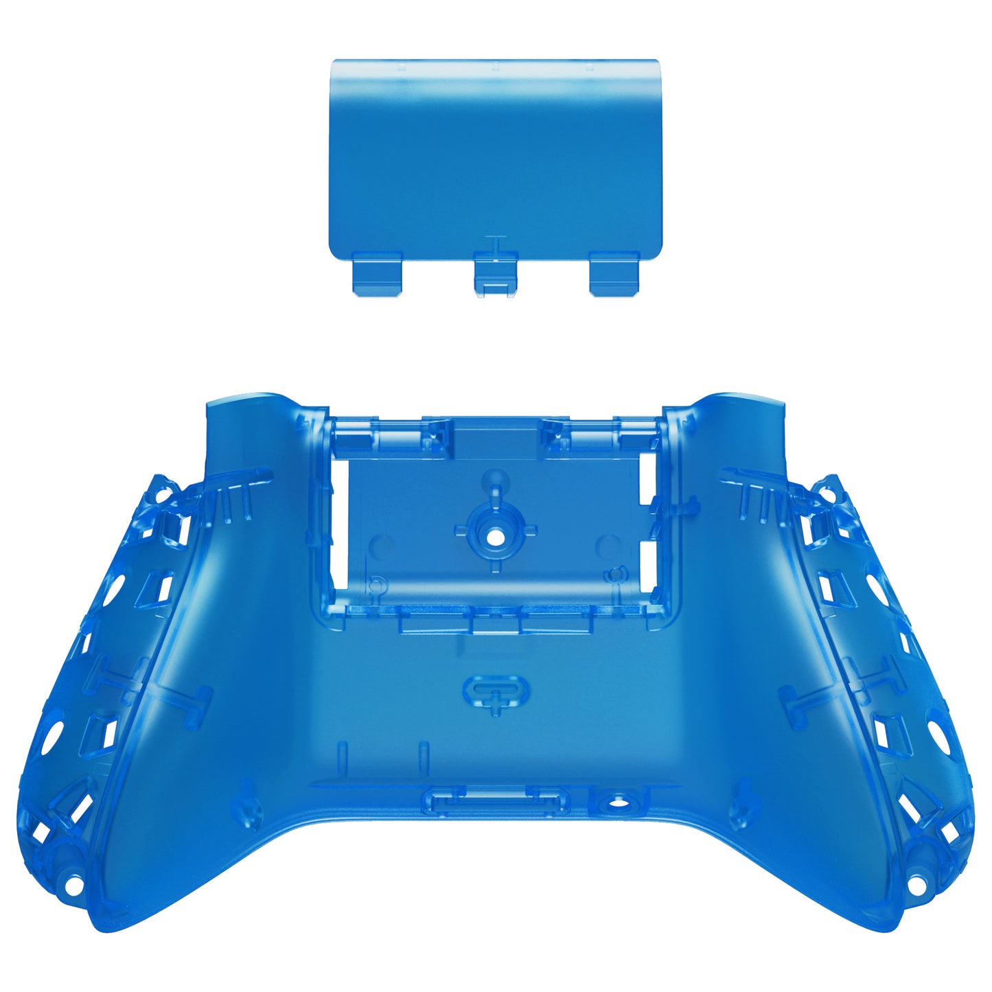 eXtremeRate Retail Clear Blue Custom Bottom Shell with Battery Cover for Xbox Series S/X Controller, DIY Replacement Backplate Cover for Xbox Core Controller Model 1914 - Controller & Side Rails NOT Included - BX3M504