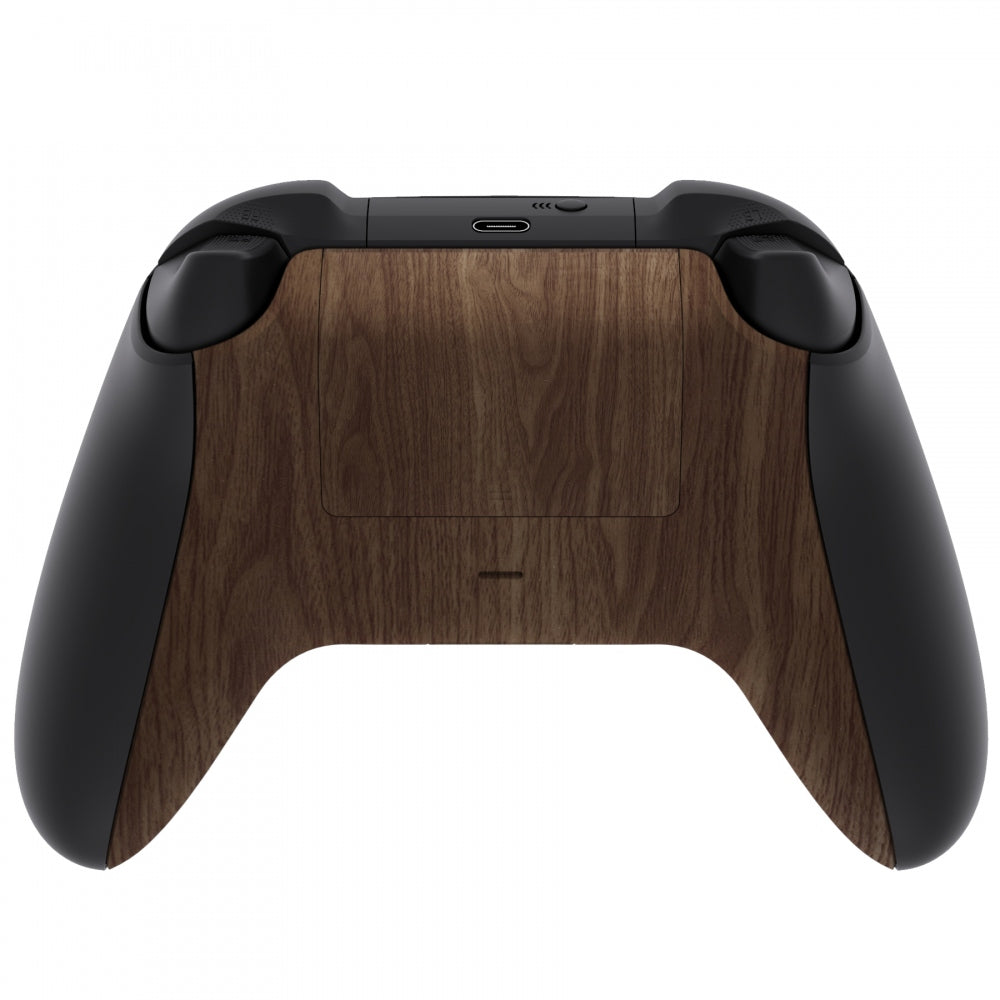 eXtremeRate Retail Wood Grain Soft Touch Replacement Back Shell w/ Battery Cover for Xbox Series S/X Controller - Controller & Side Rails NOT Included - BX3S215
