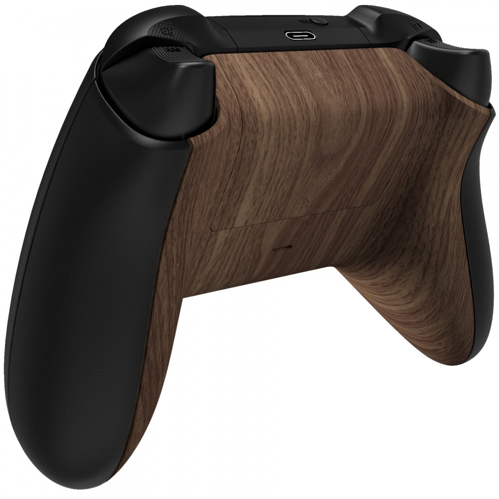 eXtremeRate Retail Wood Grain Soft Touch Replacement Back Shell w/ Battery Cover for Xbox Series S/X Controller - Controller & Side Rails NOT Included - BX3S215