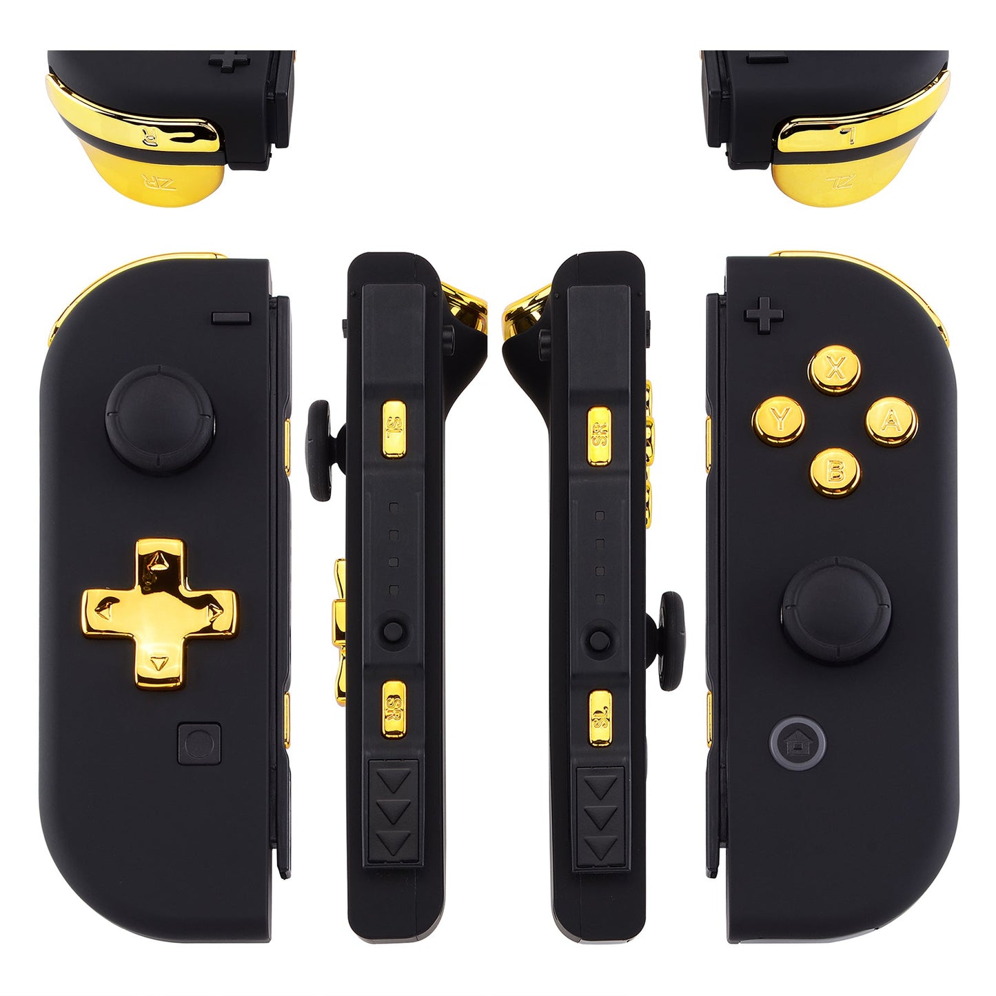 eXtremeRate Retail Chrome Gold D-pad ABXY Keys SR SL L R ZR ZL Trigger Buttons Springs, Replacement Full Set Buttons Fix Kits for NS Switch Joycon & OLED JoyCon (D-pad ONLY Fits for eXtremeRate Joycon D-pad Shell) - BZD401