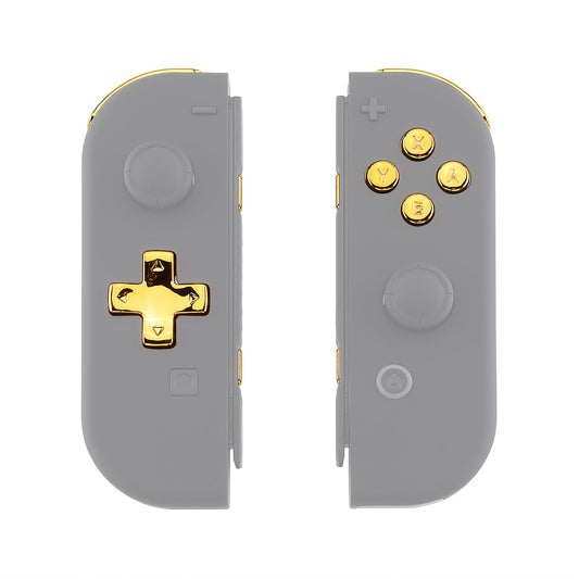 eXtremeRate Retail Chrome Gold D-pad ABXY Keys SR SL L R ZR ZL Trigger Buttons Springs, Replacement Full Set Buttons Fix Kits for NS Switch Joycon & OLED JoyCon (D-pad ONLY Fits for eXtremeRate Joycon D-pad Shell) - BZD401