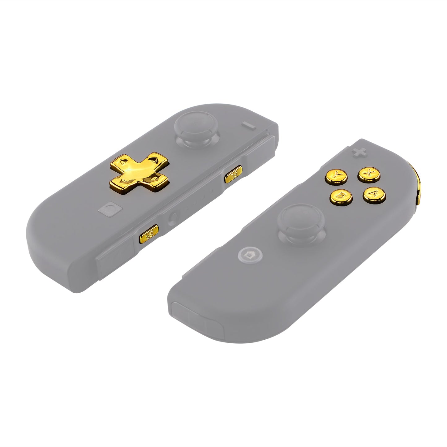 eXtremeRate Retail Chrome Gold D-pad ABXY Keys SR SL L R ZR ZL Trigger Buttons Springs, Replacement Full Set Buttons Fix Kits for NS Switch Joycon & OLED JoyCon (D-pad ONLY Fits for eXtremeRate Joycon D-pad Shell) - BZD401