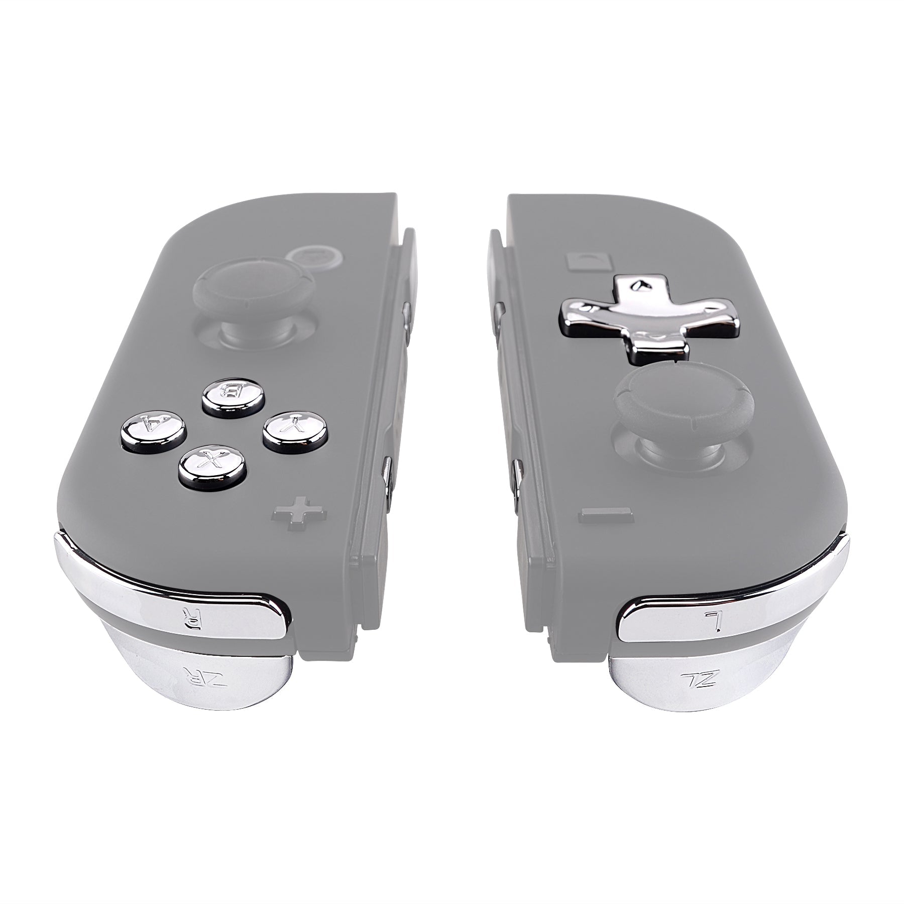 eXtremeRate Retail Chrome Silver D-pad ABXY Keys SR SL L R ZR ZL Trigger Buttons Springs, Replacement Full Set Buttons Fix Kits for NS Switch Joycon & OLED JoyCon (D-pad ONLY Fits for eXtremeRate Joycon D-pad Shell) - BZD402