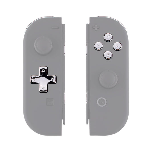 eXtremeRate Retail Chrome Silver D-pad ABXY Keys SR SL L R ZR ZL Trigger Buttons Springs, Replacement Full Set Buttons Fix Kits for NS Switch Joycon & OLED JoyCon (D-pad ONLY Fits for eXtremeRate Joycon D-pad Shell) - BZD402