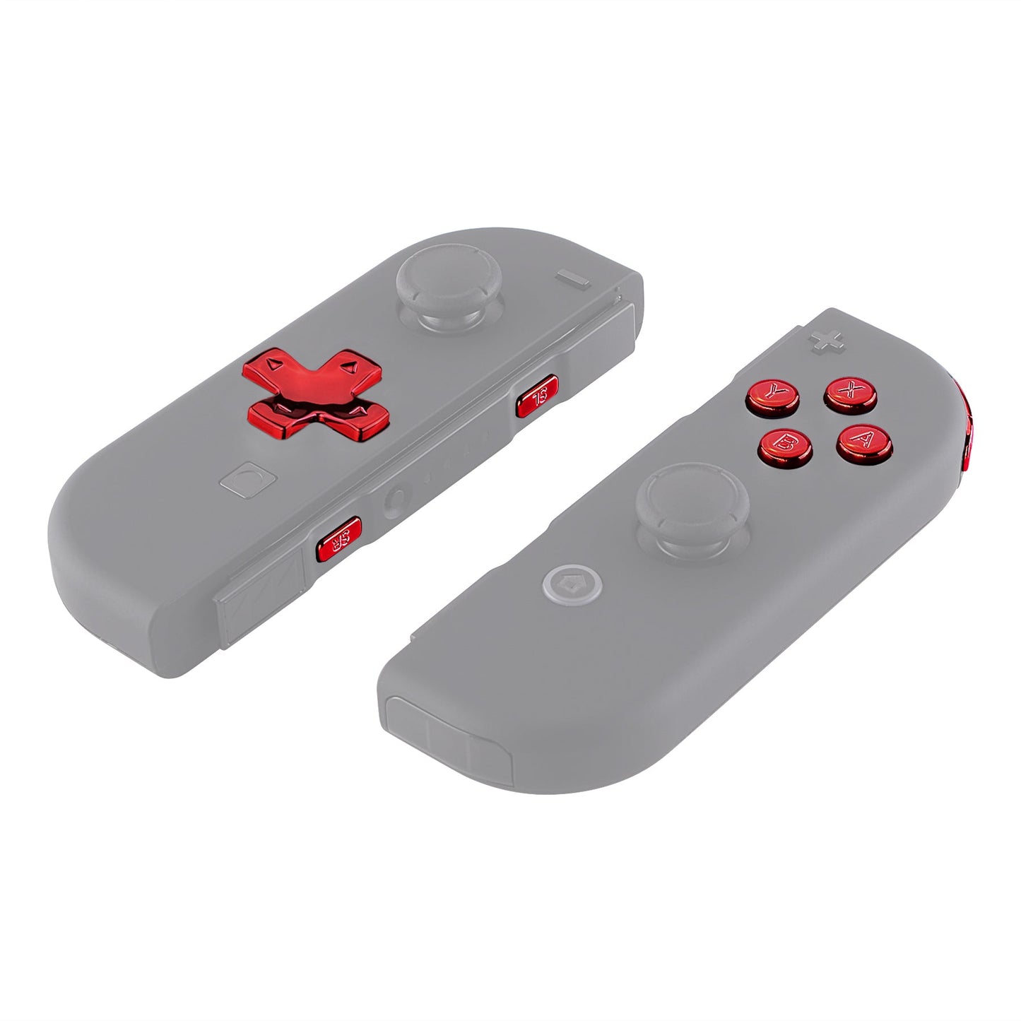 eXtremeRate Retail Chrome Red D-pad ABXY Keys SR SL L R ZR ZL Trigger Buttons Springs, Replacement Full Set Buttons Fix Kits for NS Switch Joycon & OLED JoyCon (D-pad ONLY Fits for eXtremeRate Joycon D-pad Shell)-BZD403