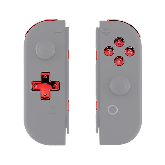 eXtremeRate Retail Chrome Red D-pad ABXY Keys SR SL L R ZR ZL Trigger Buttons Springs, Replacement Full Set Buttons Fix Kits for NS Switch Joycon & OLED JoyCon (D-pad ONLY Fits for eXtremeRate Joycon D-pad Shell)-BZD403