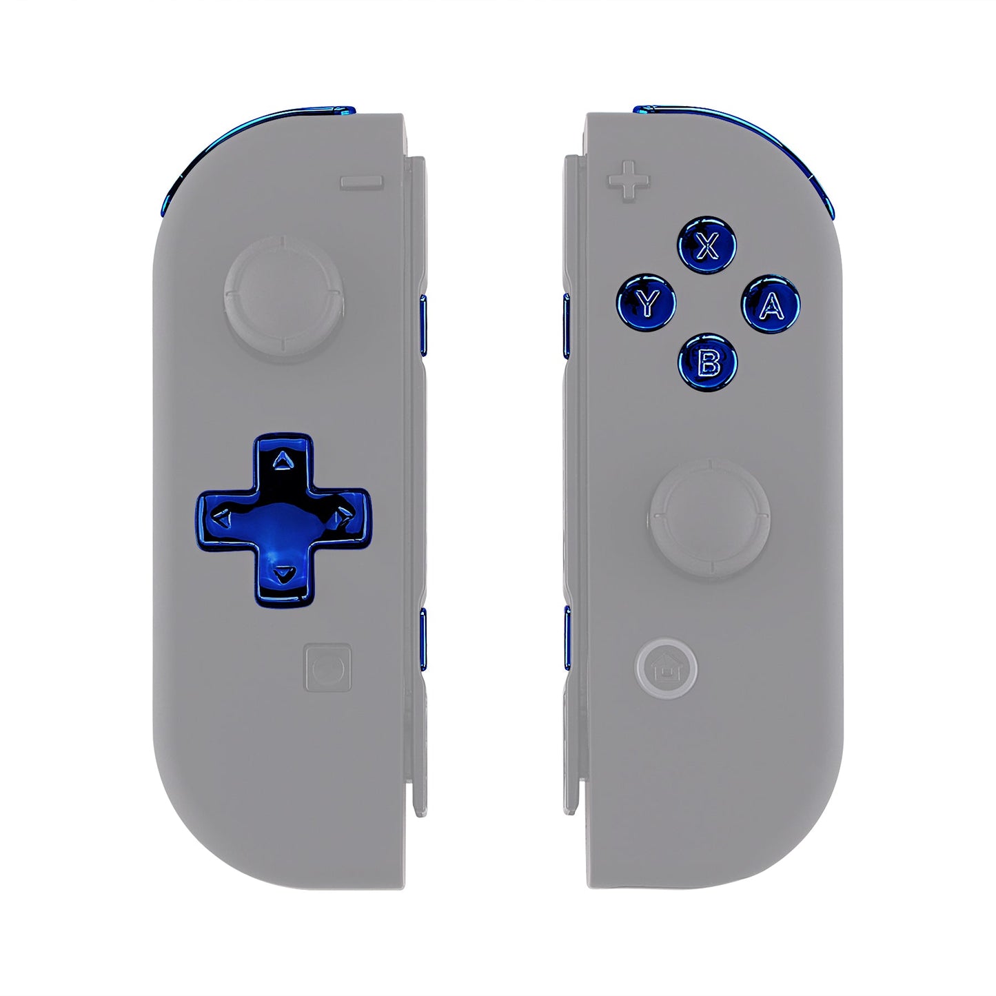 eXtremeRate Retail Chrome Blue D-pad ABXY Keys SR SL L R ZR ZL Trigger Buttons Springs, Replacement Full Set Buttons Fix Kits for NS Switch Joycon & OLED JoyCon (D-pad ONLY Fits for eXtremeRate Joycon D-pad Shell)-BZD404