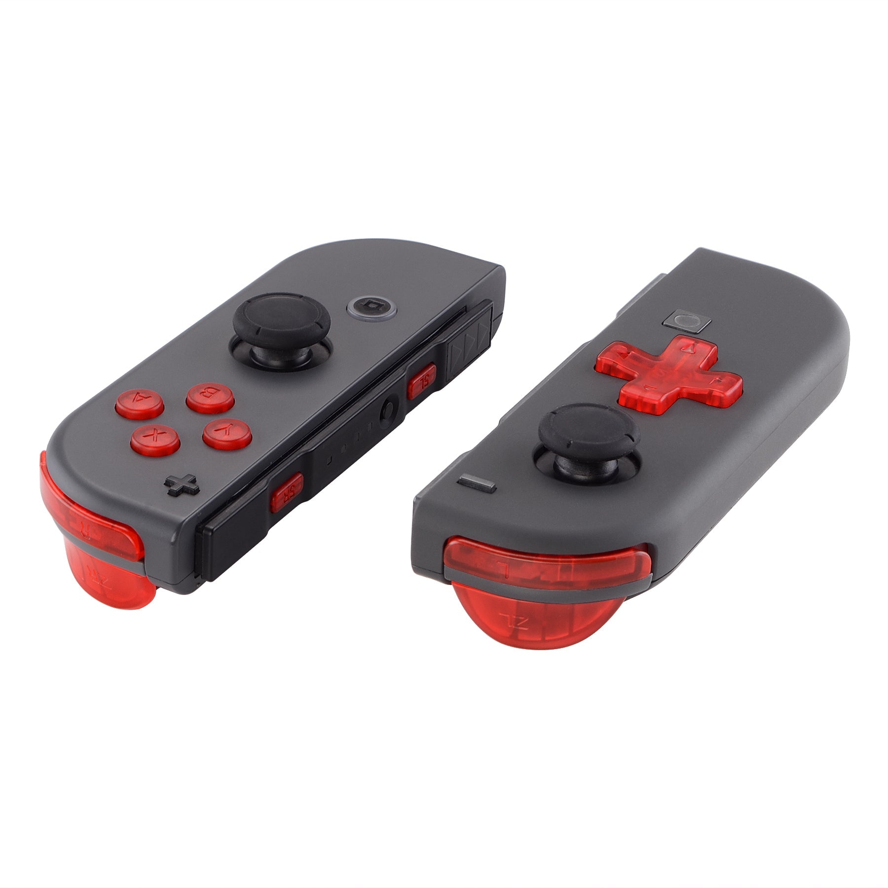 eXtremeRate Retail Transparent Clear Red D-pad ABXY Keys SR SL L R ZR ZL Trigger Buttons Springs, Replacement Full Set Buttons Fix Kits for NS Switch Joycon & OLED JoyCon (D-pad ONLY Fits for eXtremeRate Joycon D-pad Shell) - BZM502