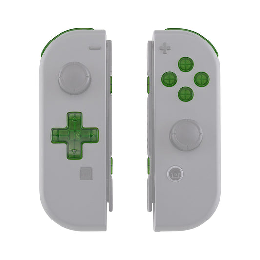 eXtremeRate Retail Transparent Clear Green D-pad ABXY Keys SR SL L R ZR ZL Trigger Buttons Springs, Replacement Full Set Buttons Fix Kits for NS Switch Joycon & OLED JoyCon (D-pad ONLY Fits for eXtremeRate Joycon D-pad Shell) - BZM503