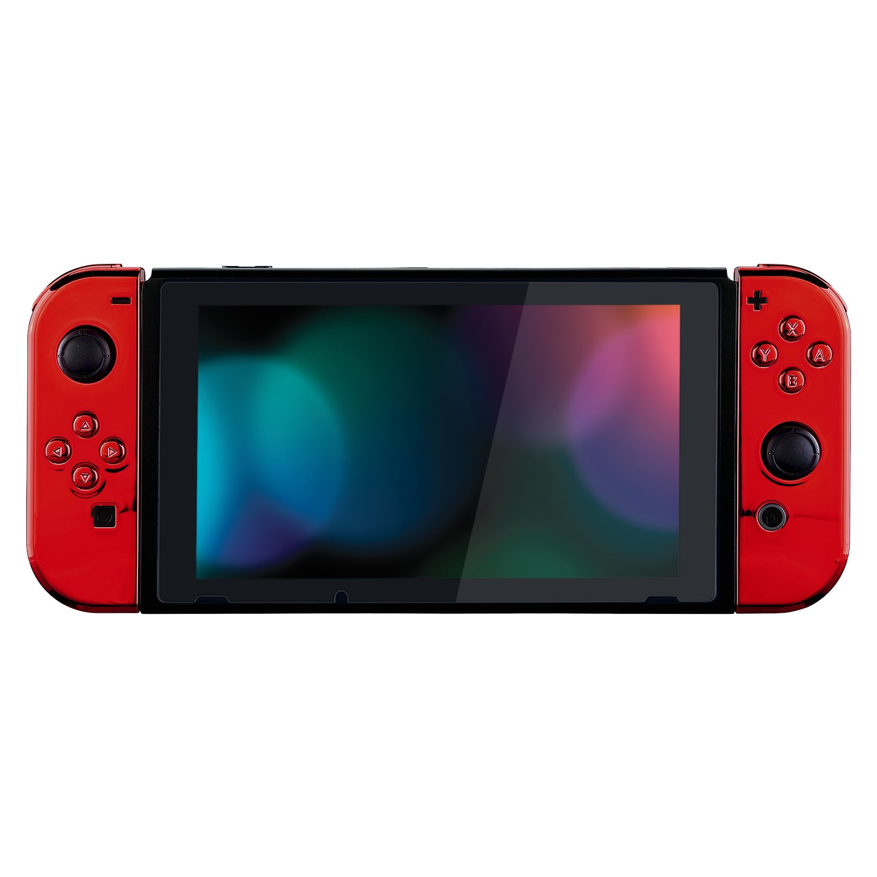 eXtremeRate Retail Chrome Red Handheld Controller Housing With Full Set Buttons DIY Replacement Shell Case for NS Switch JoyCon & OLED JoyCon - Console Shell NOT Included - CD403