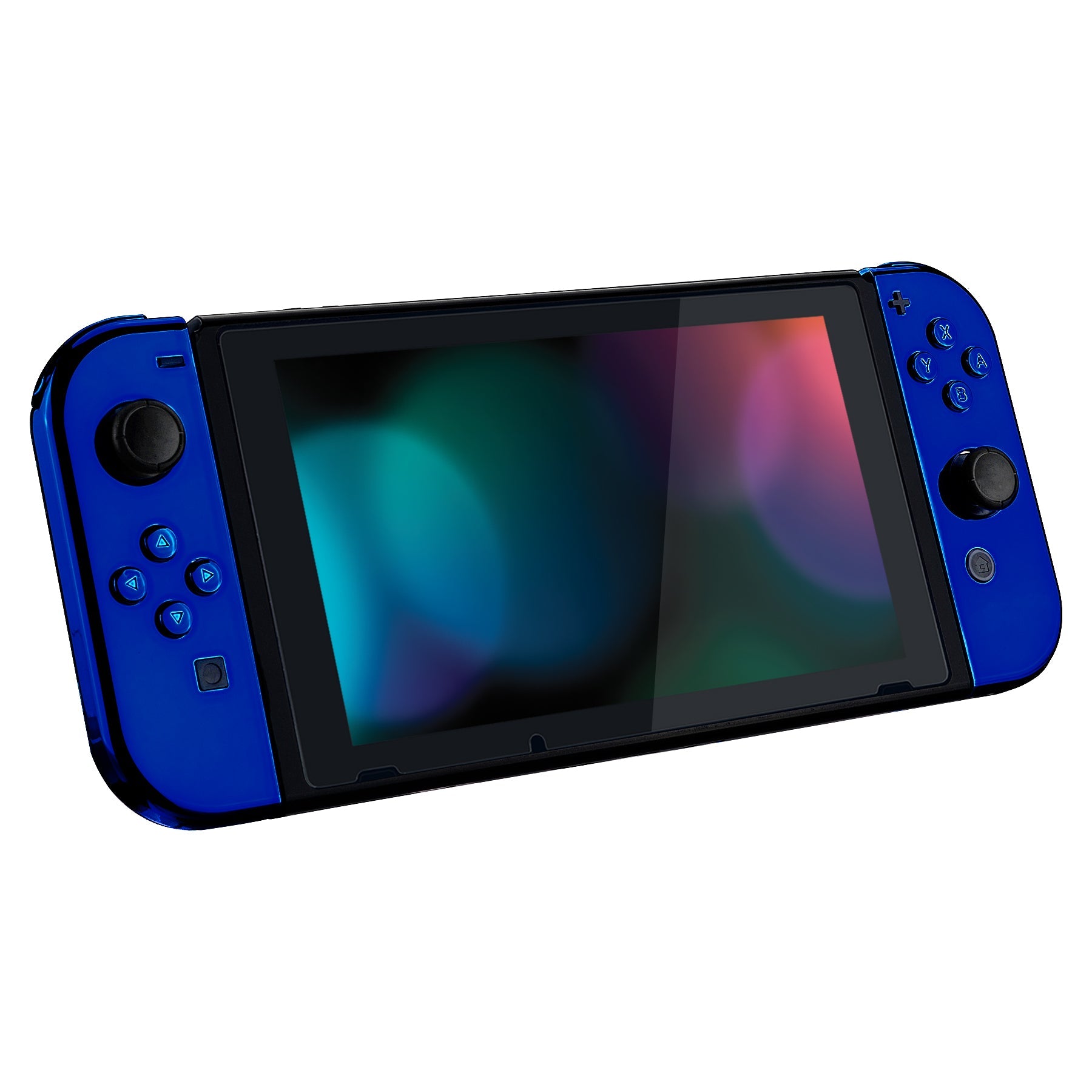 eXtremeRate Retail Chrome Blue Handheld Controller Housing With Full Set Buttons DIY Replacement Shell Case for NS Switch JoyCon & OLED JoyCon - Console Shell NOT Included - CD404