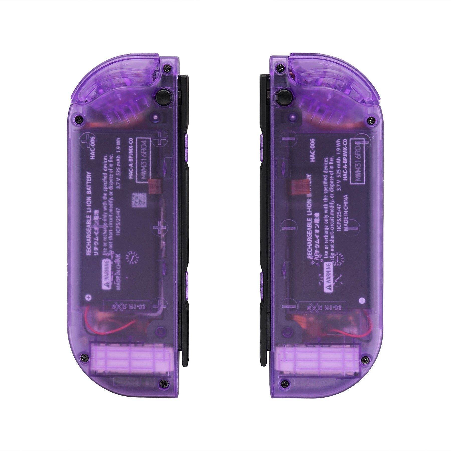 eXtremeRate Replacement Full Set Shell Case with Buttons for Joycon of NS  Switch - Clear Atomic Purple