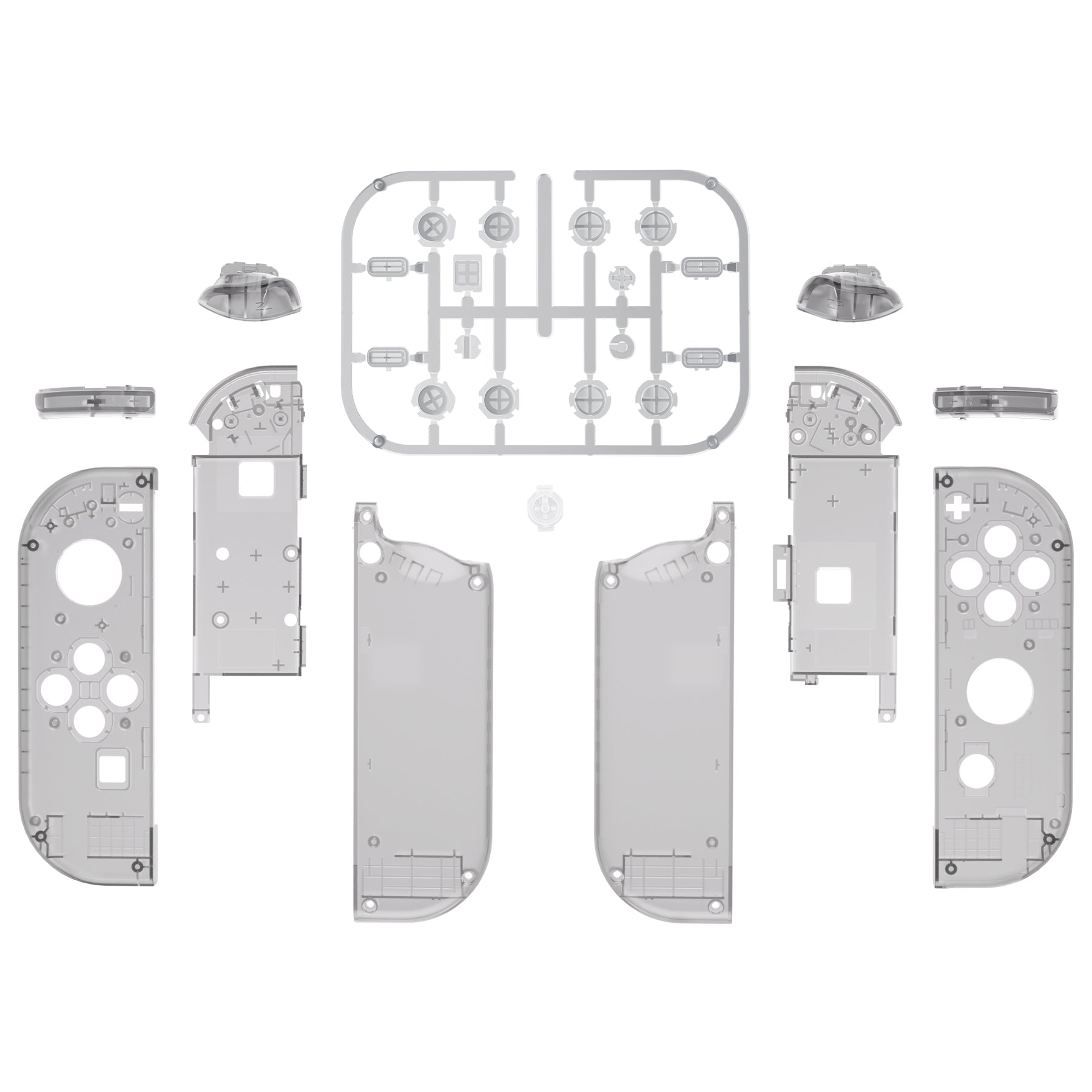 eXtremeRate Retail Clear Black Joycon Handheld Controller Housing with Full Set Buttons, DIY Replacement Shell Case for NS Switch JoyCon & OLED JoyCon - Joycon and Console NOT Included - CM510
