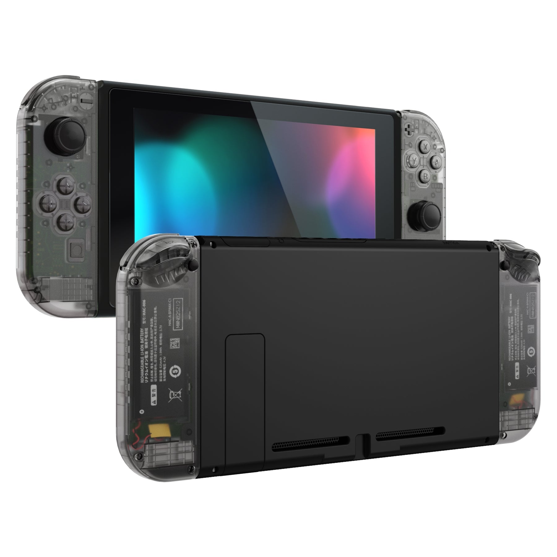 eXtremeRate Replacement Full Set Shell Case with Buttons for Joycon of NS  Switch - Clear Black