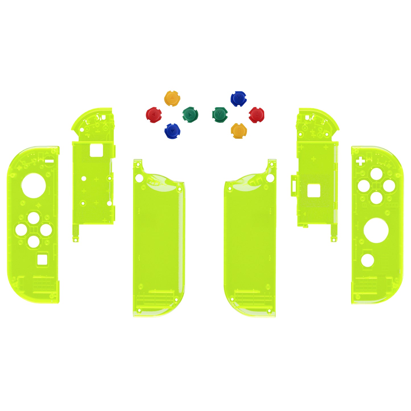eXtremeRate Retail Clear Lime Green Joycon Handheld Controller Housing with Full Set Buttons, DIY Replacement Shell Case for NS Switch JoyCon & OLED JoyCon - Joycon and Console NOT Included - CM511