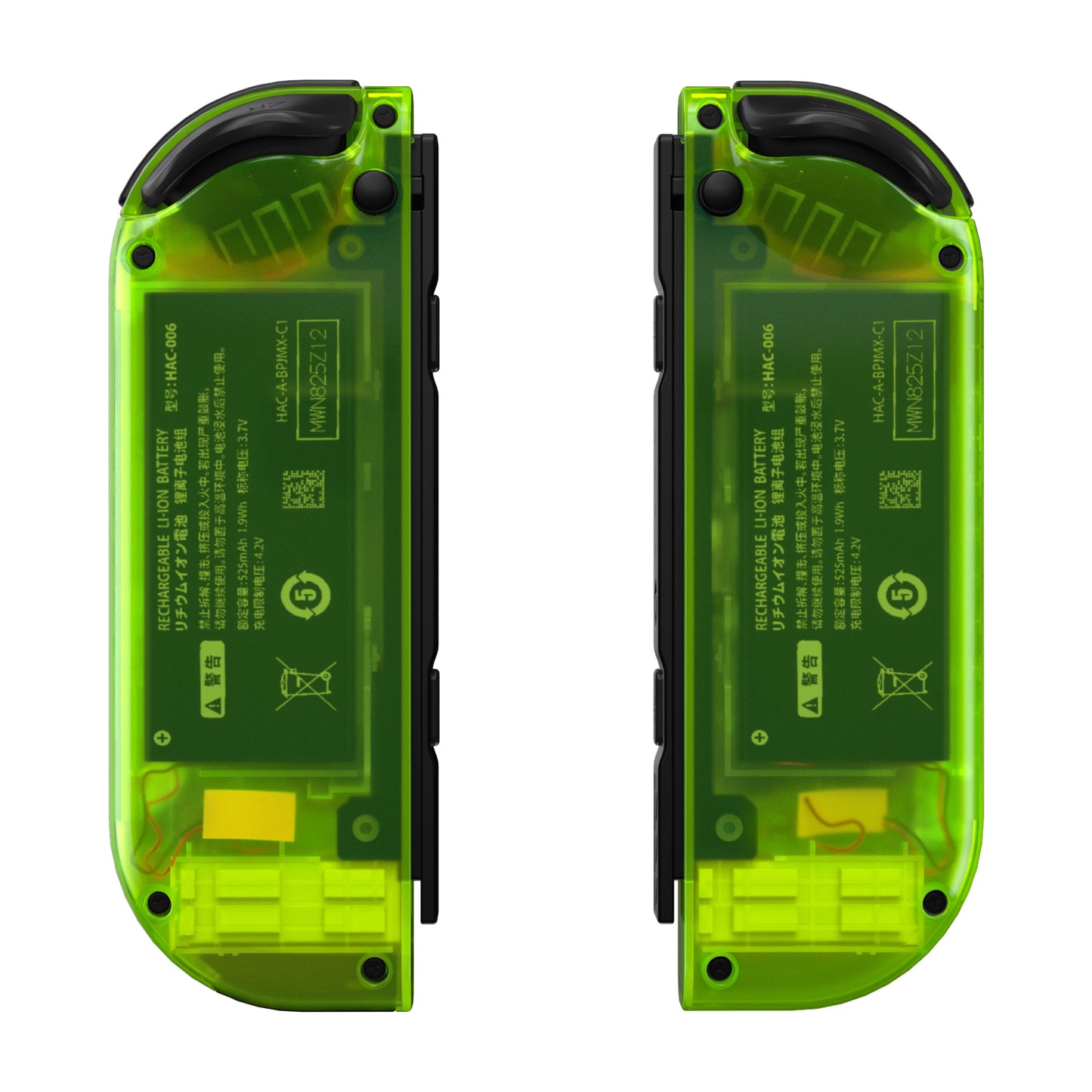 eXtremeRate Retail Clear Lime Green Joycon Handheld Controller Housing with Full Set Buttons, DIY Replacement Shell Case for NS Switch JoyCon & OLED JoyCon - Joycon and Console NOT Included - CM511
