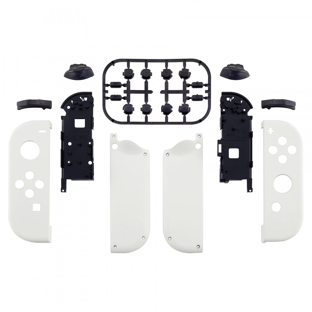 eXtremeRate Retail Soft Touch Grip White Handheld Controller Housing With Full Set Buttons DIY Replacement Shell Case for NS Switch JoyCon & OLED JoyCon - Console Shell NOT Included - CP303