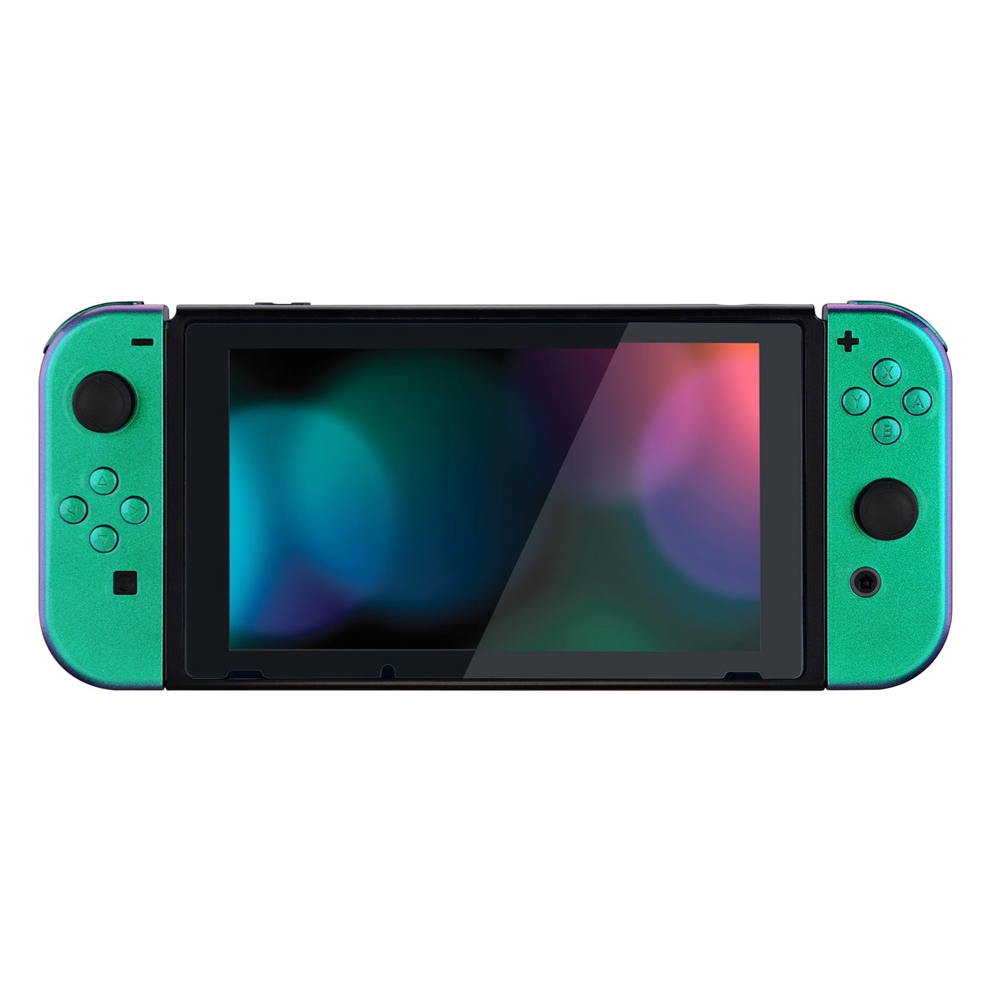 eXtremeRate Retail Chameleon Green Purple Handheld Controller Housing With Full Set Buttons DIY Replacement Shell Case for NS Switch JoyCon & OLED JoyCon - Console Shell NOT Included - CP311