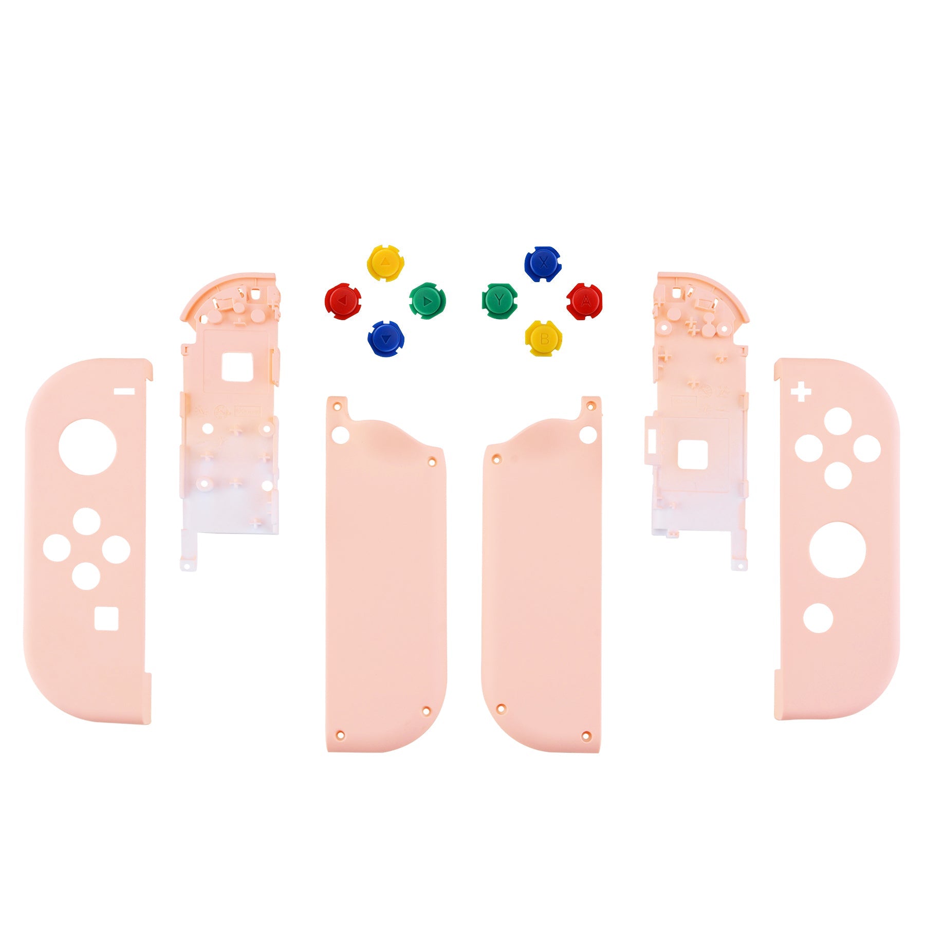 eXtremeRate Retail Mandys Pink Soft Touch Grip Joycon Handheld Controller Housing with ABXY Direction Buttons, DIY Replacement Shell Case for NS Switch JoyCon & OLED JoyCon - Console Shell NOT Included - CP329