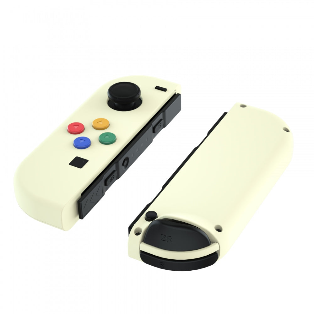 eXtremeRate Retail Light Cream Soft Touch Grip Joycon Handheld Controller Housing with ABXY Direction Buttons, DIY Replacement Shell Case for NS Switch JoyCon & OLED JoyCon - Console Shell NOT Included - CP330