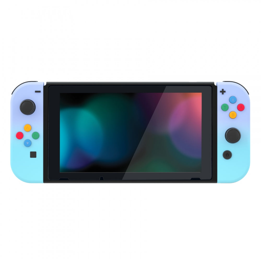eXtremeRate Retail Violet Blue Soft Touch Grip Gradient Joycon Handheld Controller Housing with Coloful Buttons, DIY Replacement Shell Case for NS Switch JoyCon & OLED JoyCon - Joycon and Console NOT Included - CP332