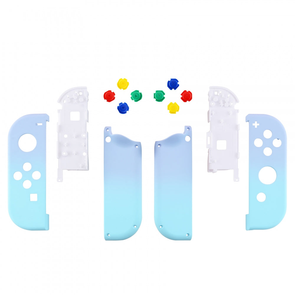 eXtremeRate Retail Violet Blue Soft Touch Grip Gradient Joycon Handheld Controller Housing with Coloful Buttons, DIY Replacement Shell Case for NS Switch JoyCon & OLED JoyCon - Joycon and Console NOT Included - CP332