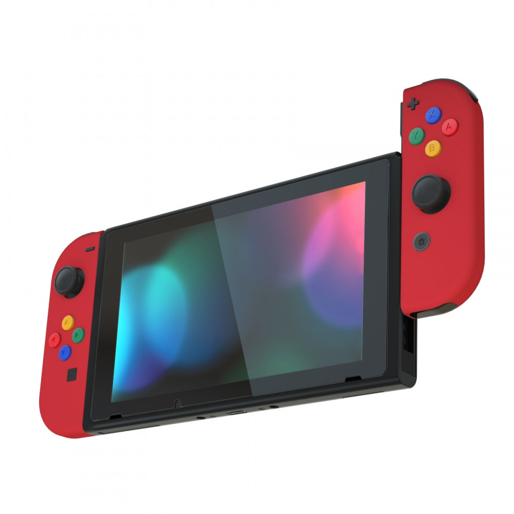 eXtremeRate Retail Soft Touch Grip Passion Red Joycon Handheld Controller Housing with Coloful Buttons, DIY Replacement Shell Case for NS Switch JoyCon & OLED JoyCon - Joycon and Console NOT Included - CP334